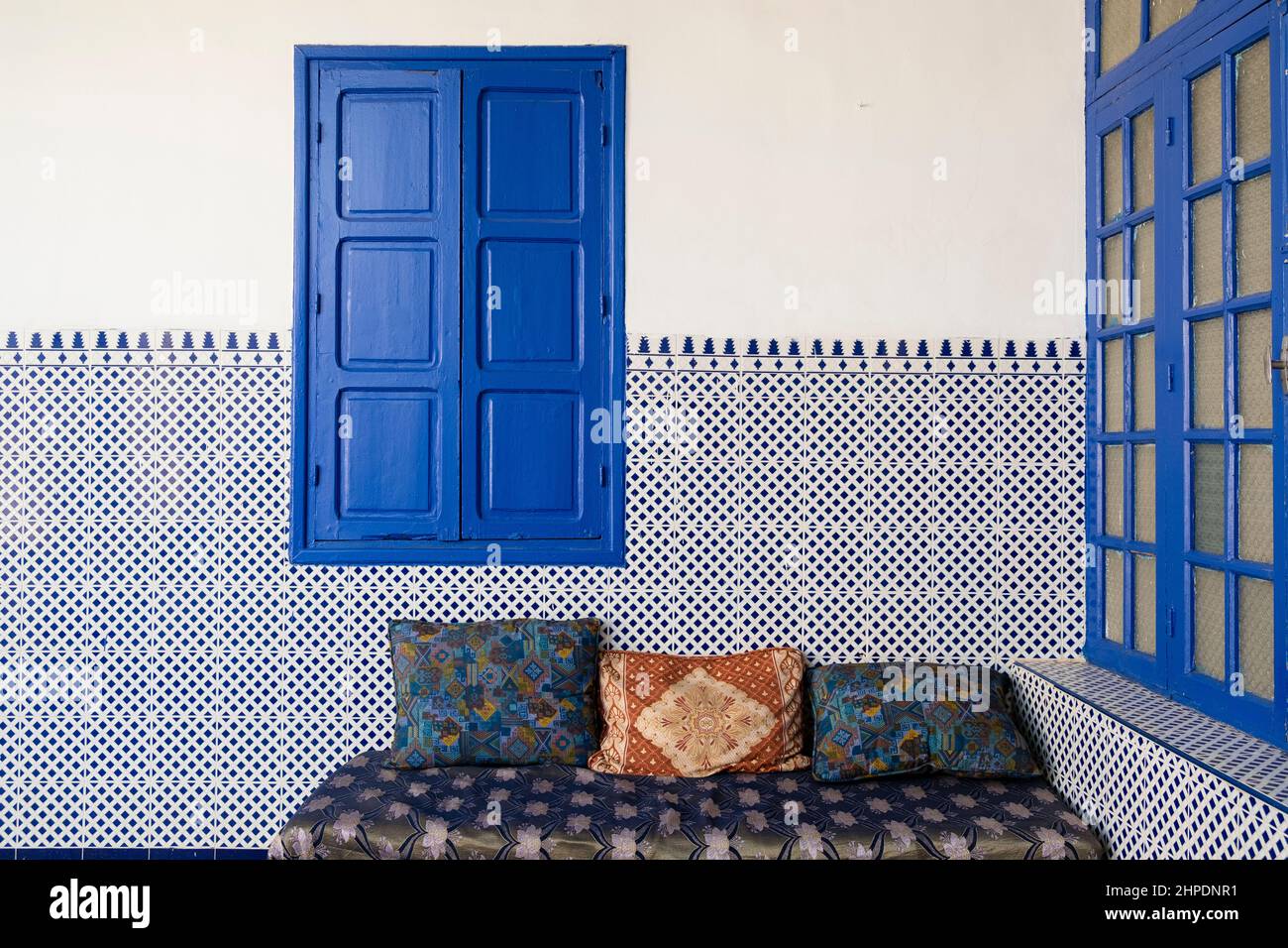 Architektonisches Detail in der Slat Al Azama Synagoge, Marrakesch, Marokko Stockfoto