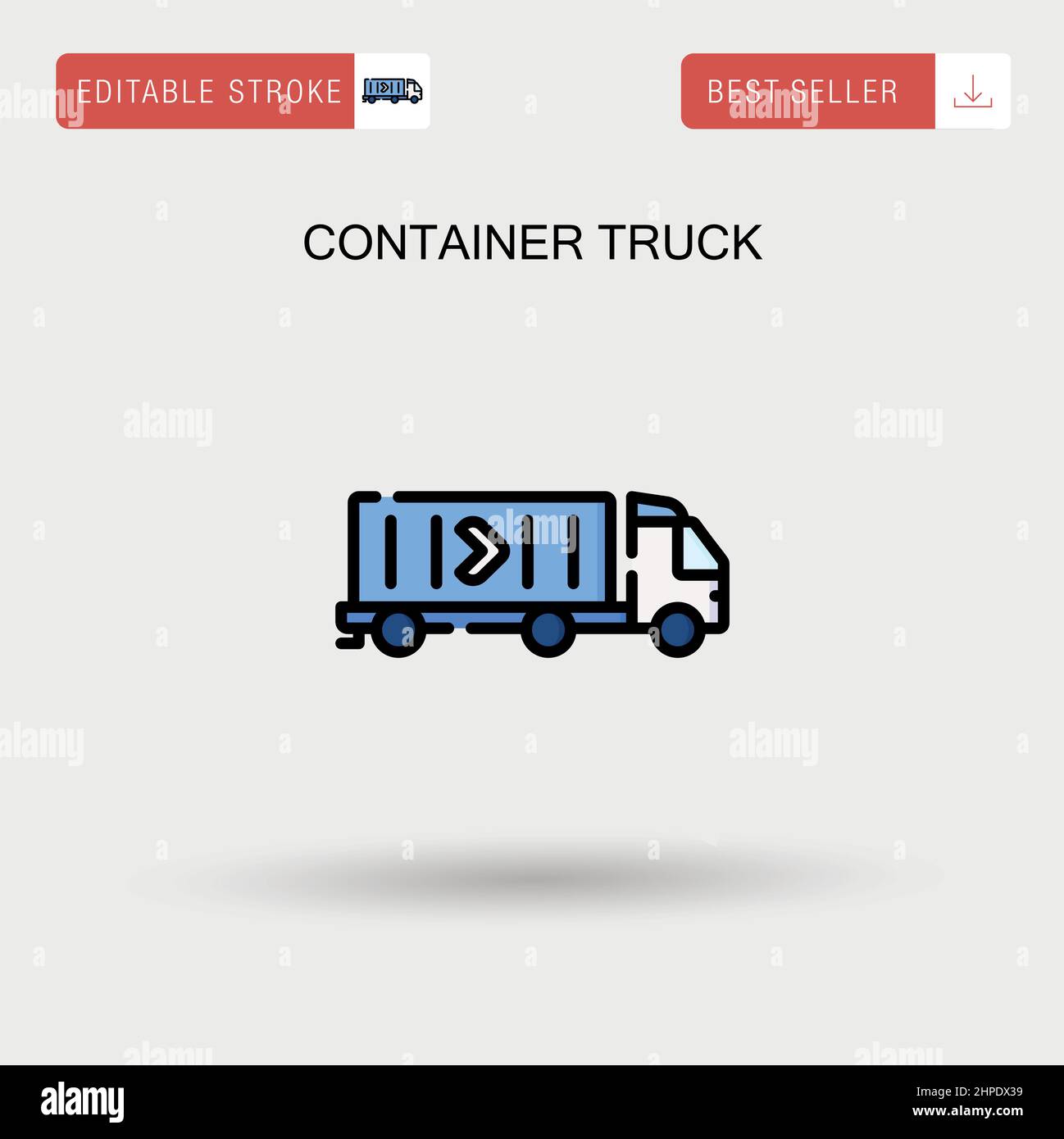 Einfaches Vektor-Symbol für Container-LKW. Stock Vektor