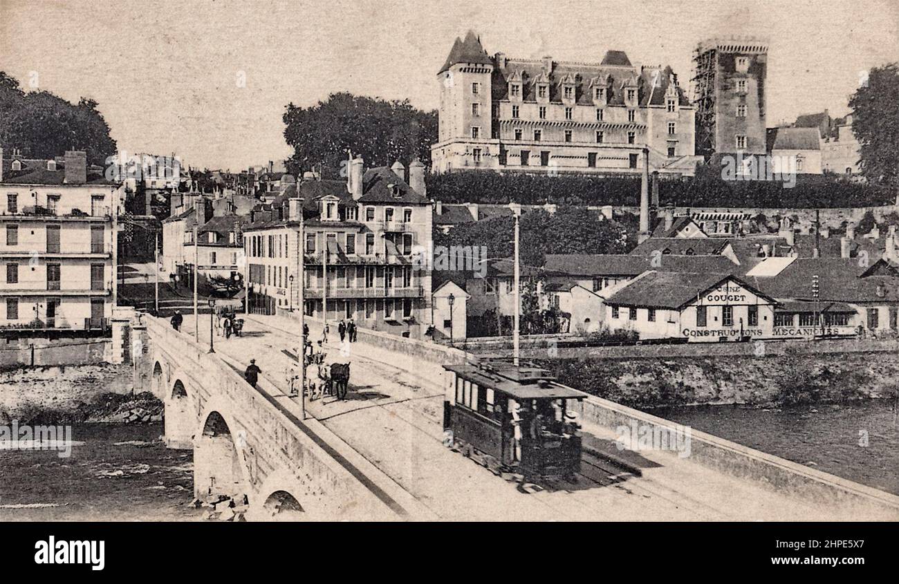 Le Pont de Jurancon et le Chateau - Pau, Frankreich Stockfoto