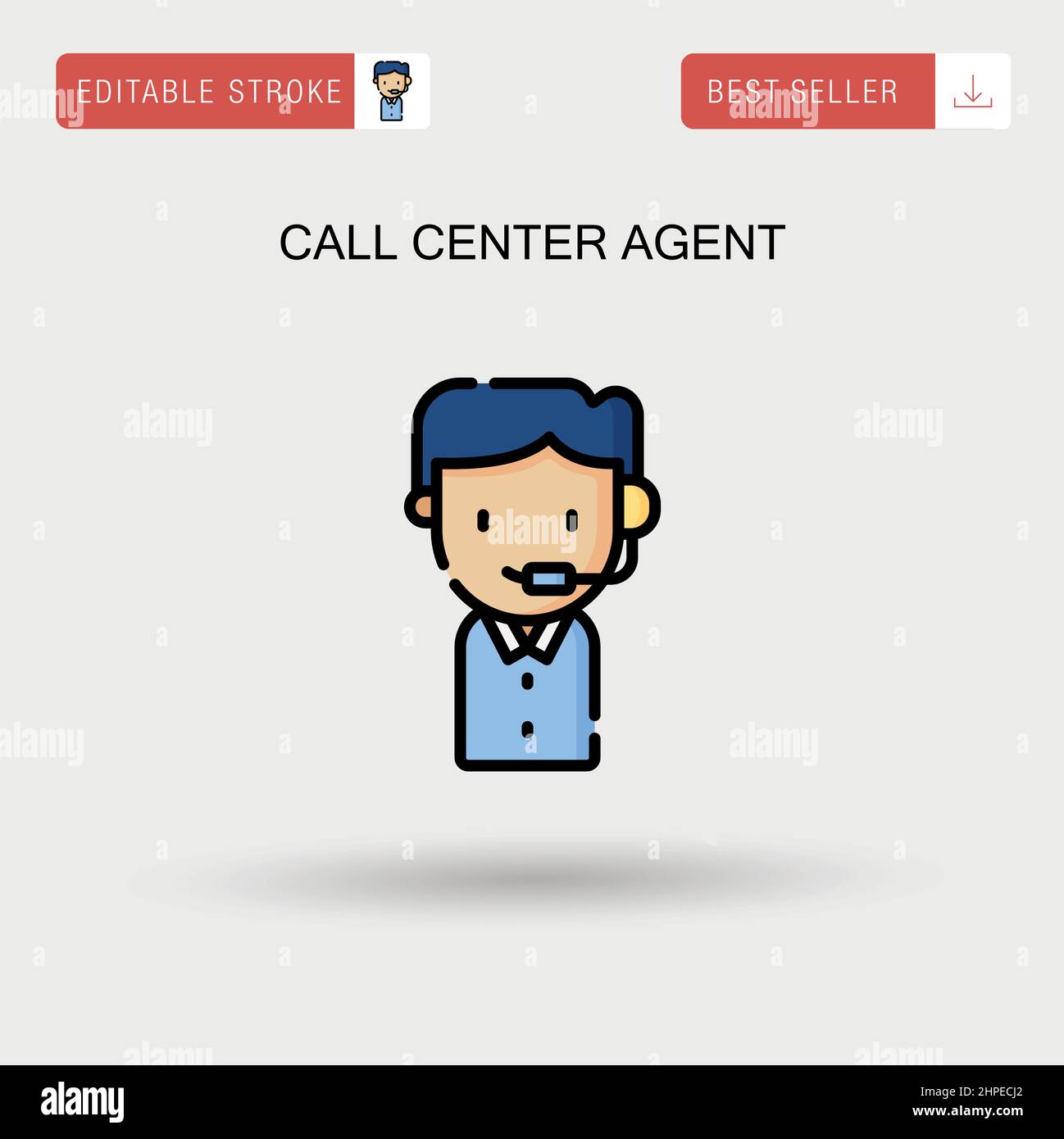 Einfaches Vektorsymbol für Call Center-Agenten. Stock Vektor