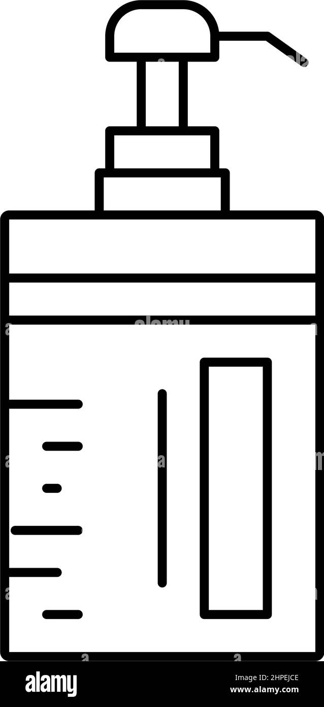 Conditioner Keratinflasche mit Symboldarstellung der Pumpenlinie Stock Vektor