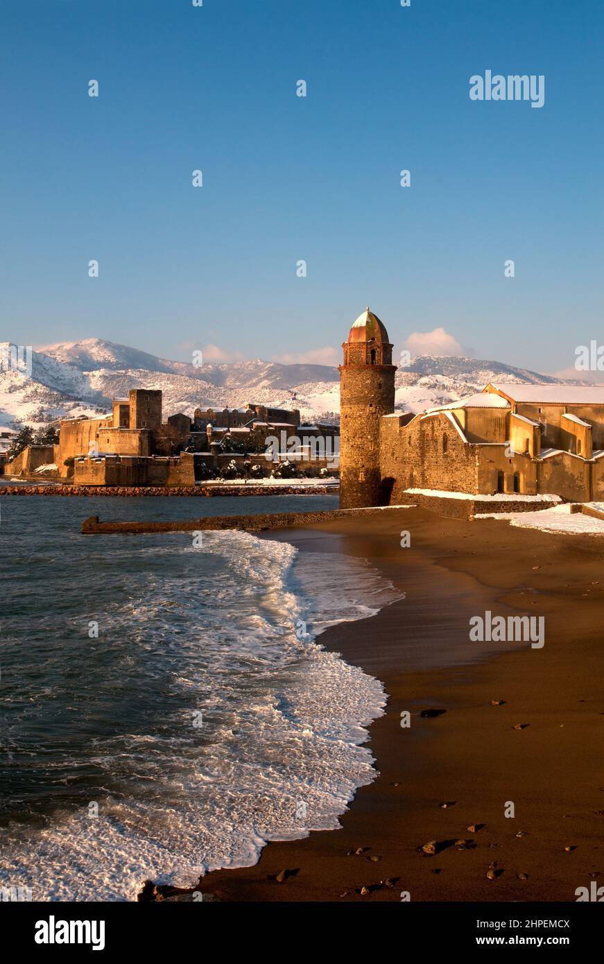 FRANKREICH Pyrenees Orientales Roussillon Côte vermeille collioure lever Soleil Stockfoto