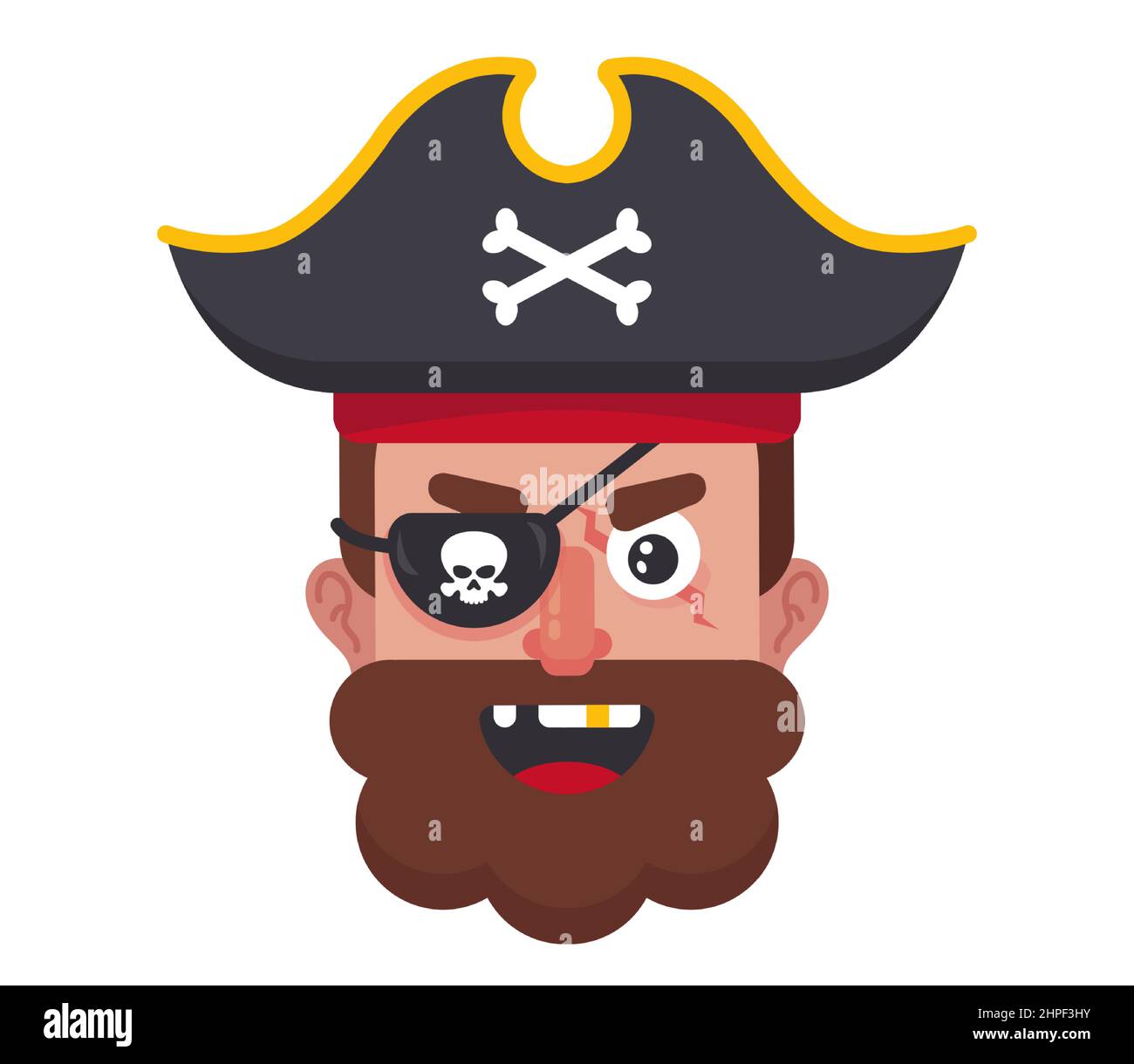 Wütender Pirat mit Bart und Hut. Seetauber. Flache Vektorgrafik. Stock Vektor