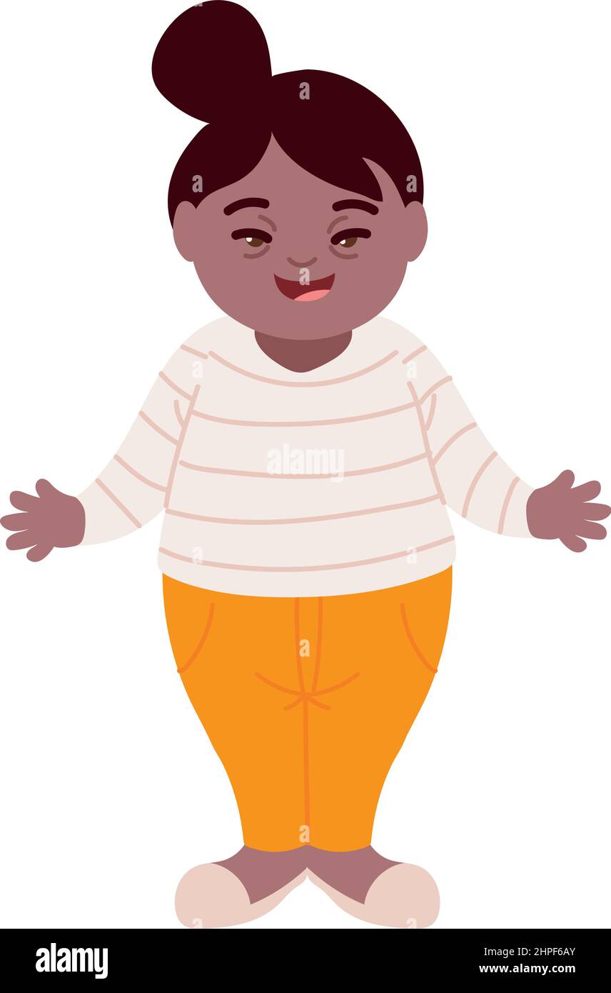 afro-Mädchen mit Down-Syndrom Stock Vektor