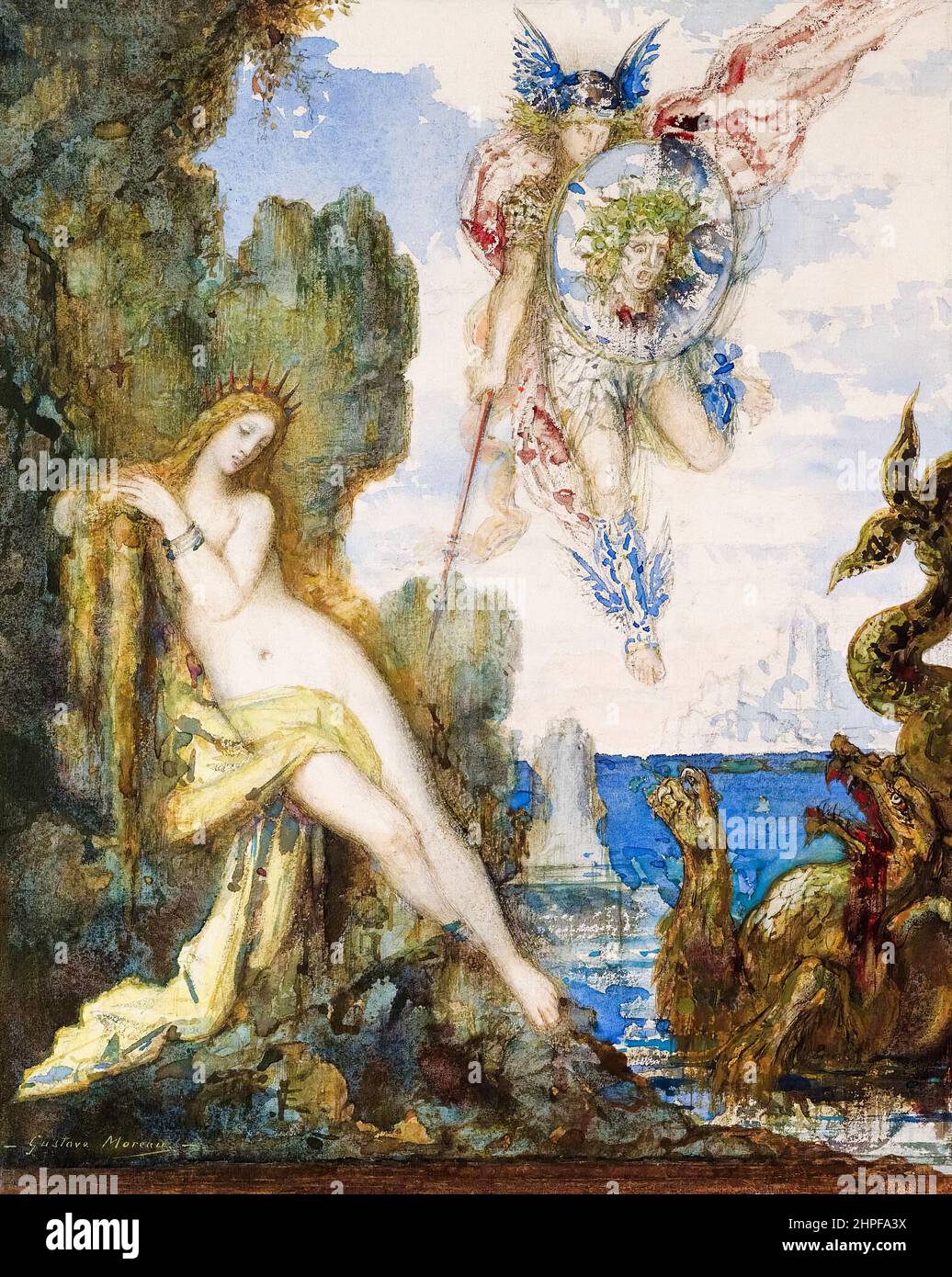 Perseus und Andromeda, Aquarell von Gustave Moreau, 1882 Privatsammlung Stockfoto