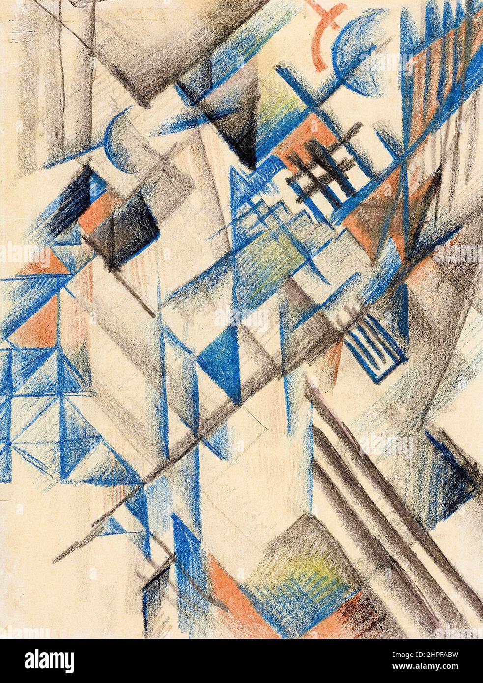 August Macke, abstrakte Zeichnung, Abstrakte Formen II, 1913, Buntstift auf Papier Stockfoto