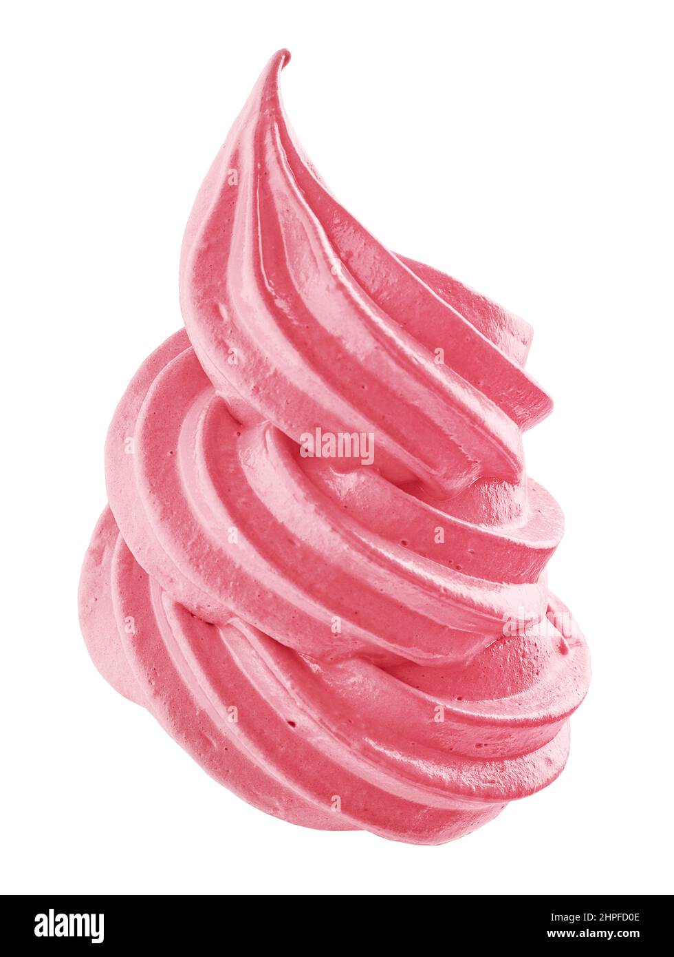 Eiscreme aus rosa Früchten wirbelt isoliert auf weißem Hintergrund Stockfoto