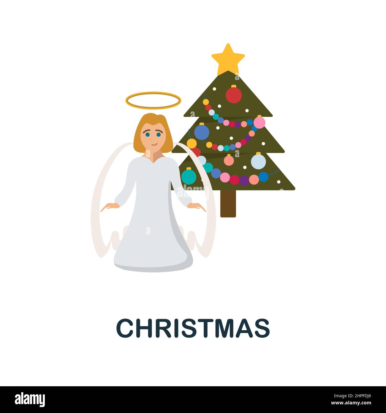 Weihnachtliche flache Ikone. Farbiger Elementschild aus der Celebration Kollektion. Flaches weihnachtliches Icon-Zeichen für Webdesign, Infografiken und mehr. Stock Vektor
