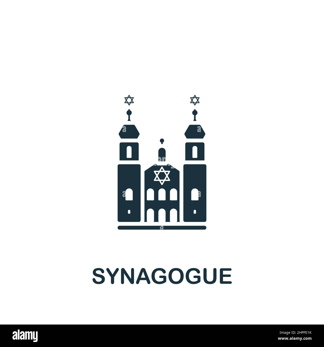 Synagogensymbol. Monochromes, einfaches Symbol für Vorlagen, Webdesign und Infografiken Stock Vektor