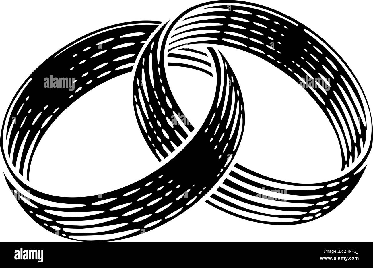 Hochzeit Ring Bands Vintage Holzschnitt Illustration Stock Vektor