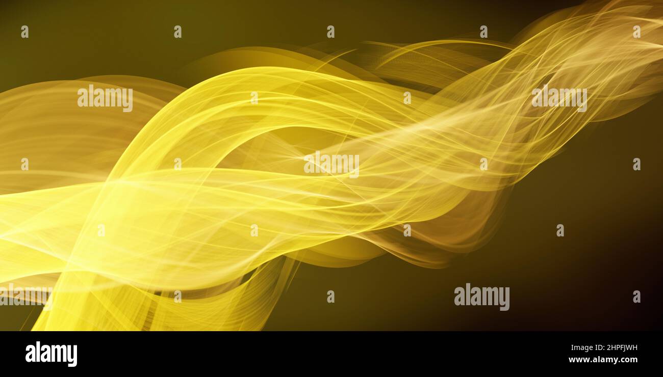 Leuchtende Lichtwellenlinien auffällig Kupfer Braun oder Gelb Farben Moderne abstrakte Hintergrund Stockfoto