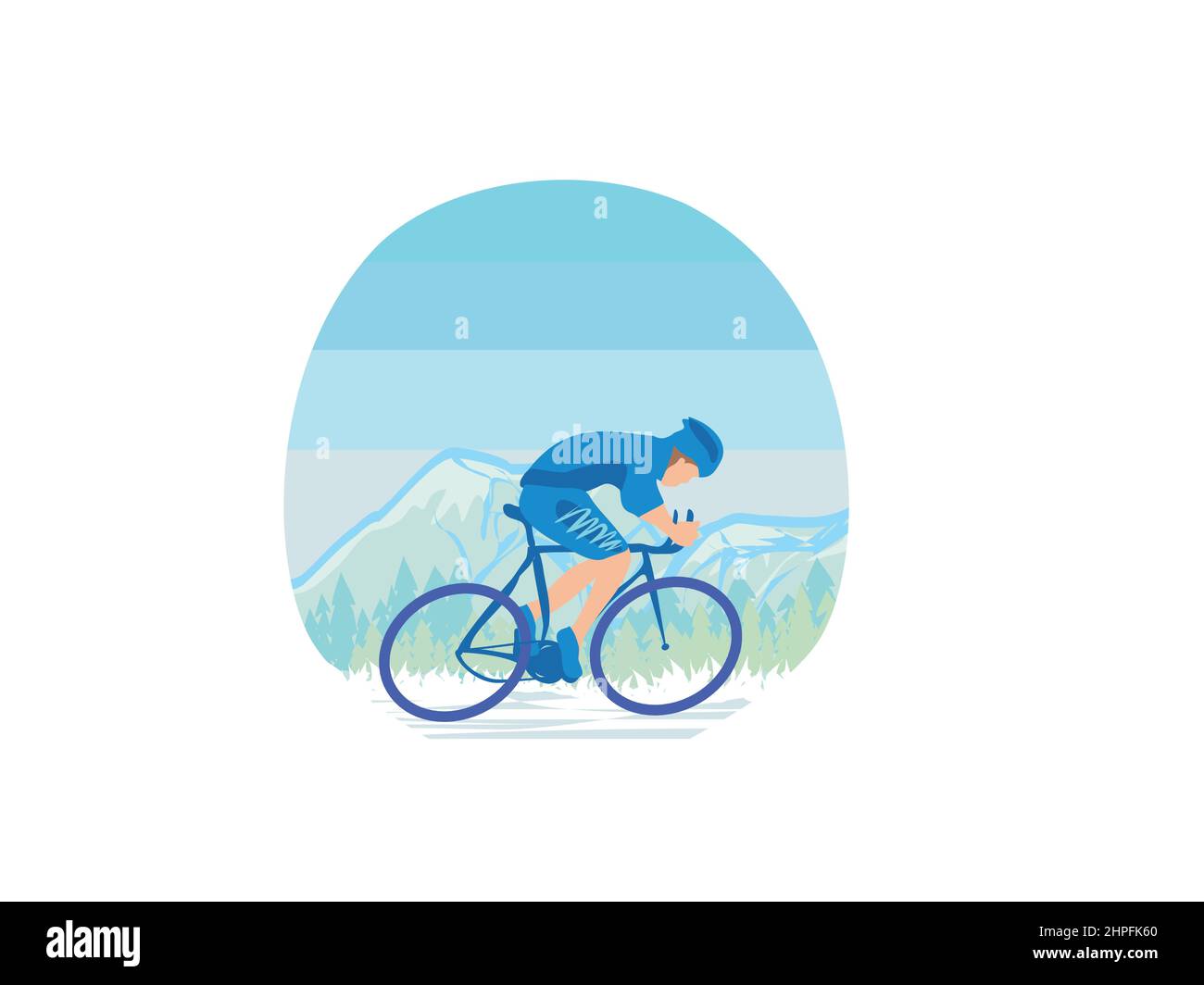 Radrennen in den Bergen - abstrakte Illustration mit einem Mountainbiker Stock Vektor