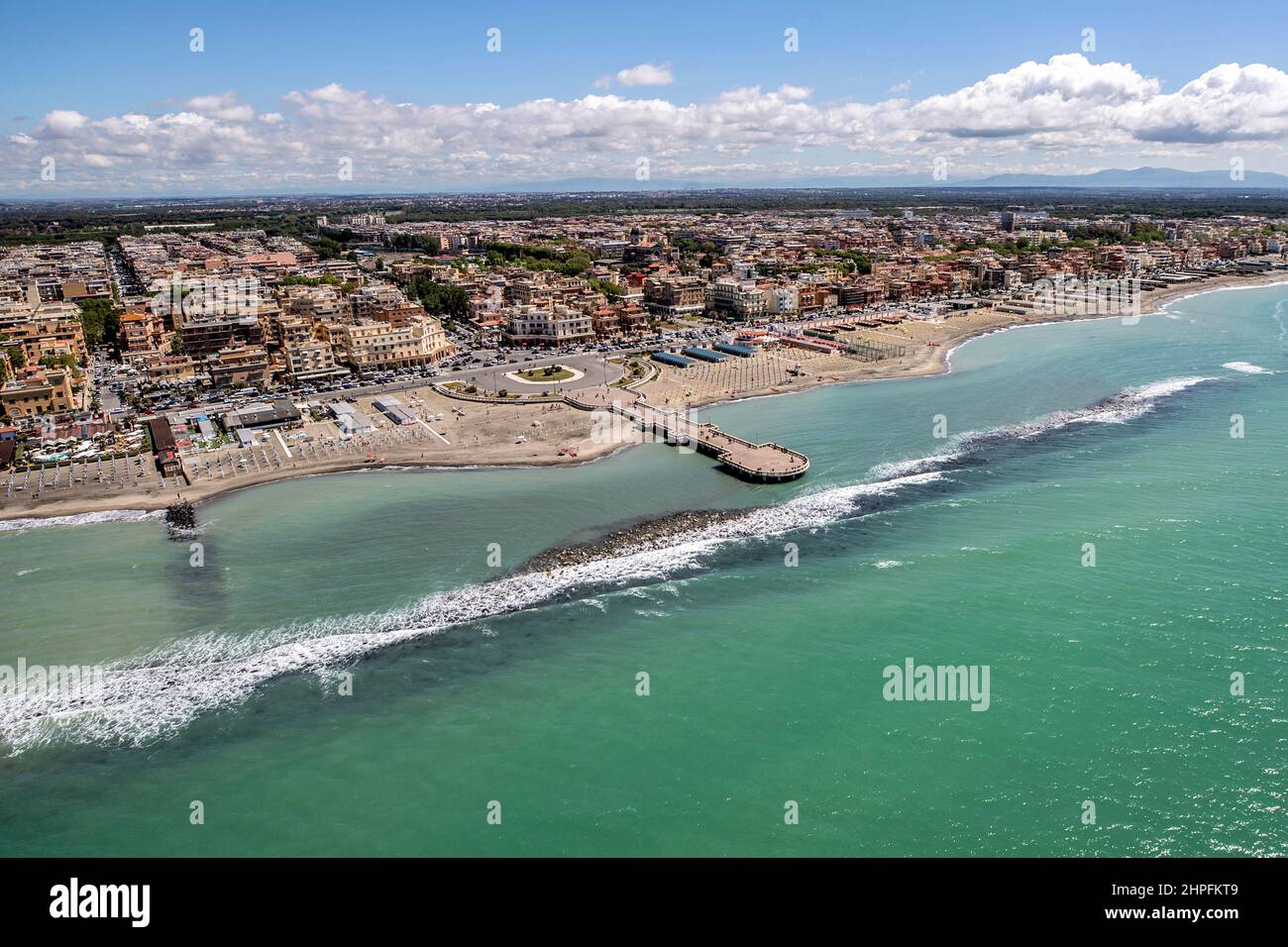 Italien, Latium, Rom, Lido di Ostia, Luftaufnahme Stockfoto