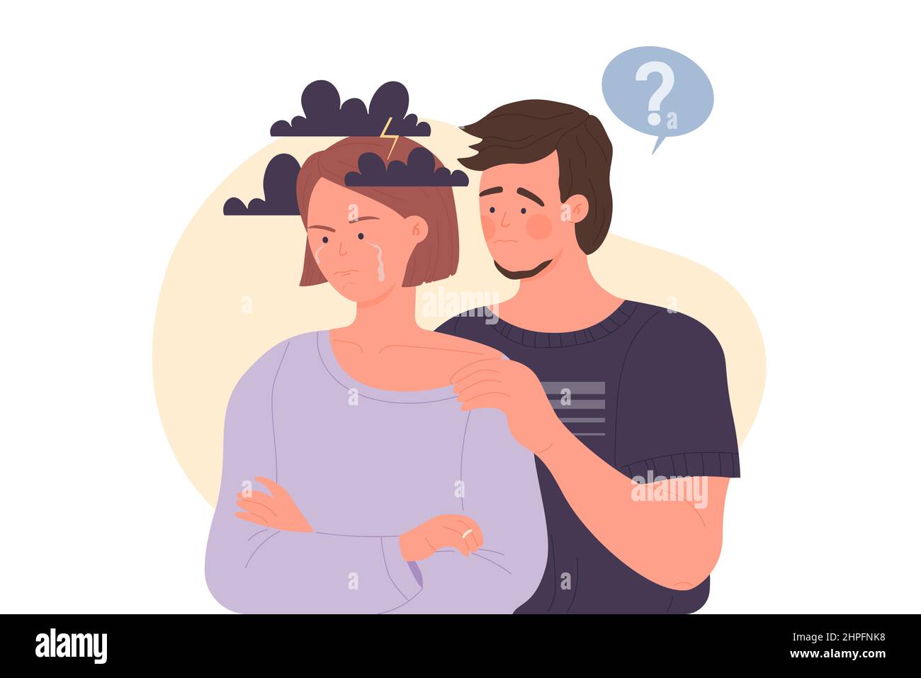 Beziehungsprobleme und Schwierigkeiten. Paar Konflikte und Divergenzen flache Cartoon-Vektor-Illustration Stock Vektor