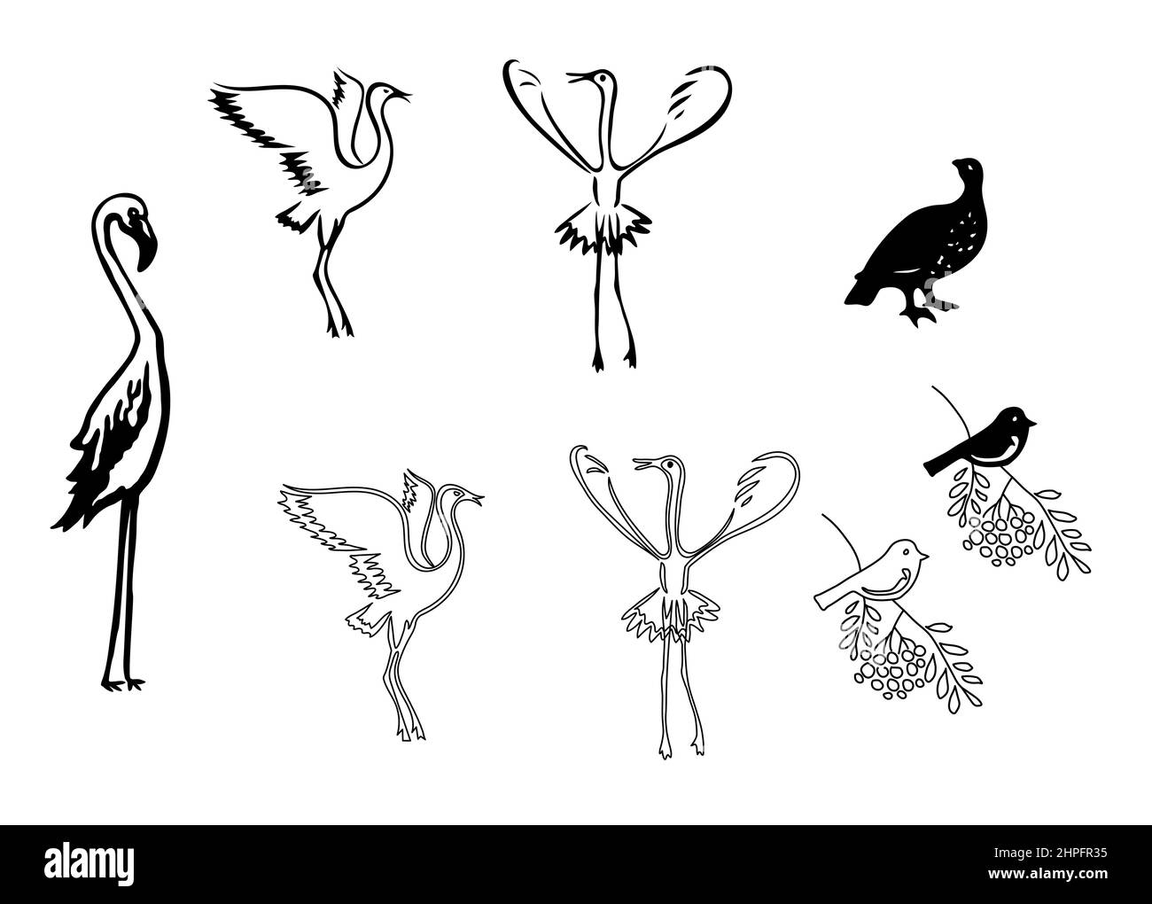 Silhouetten von Vögeln - Vektor-Set Stock Vektor
