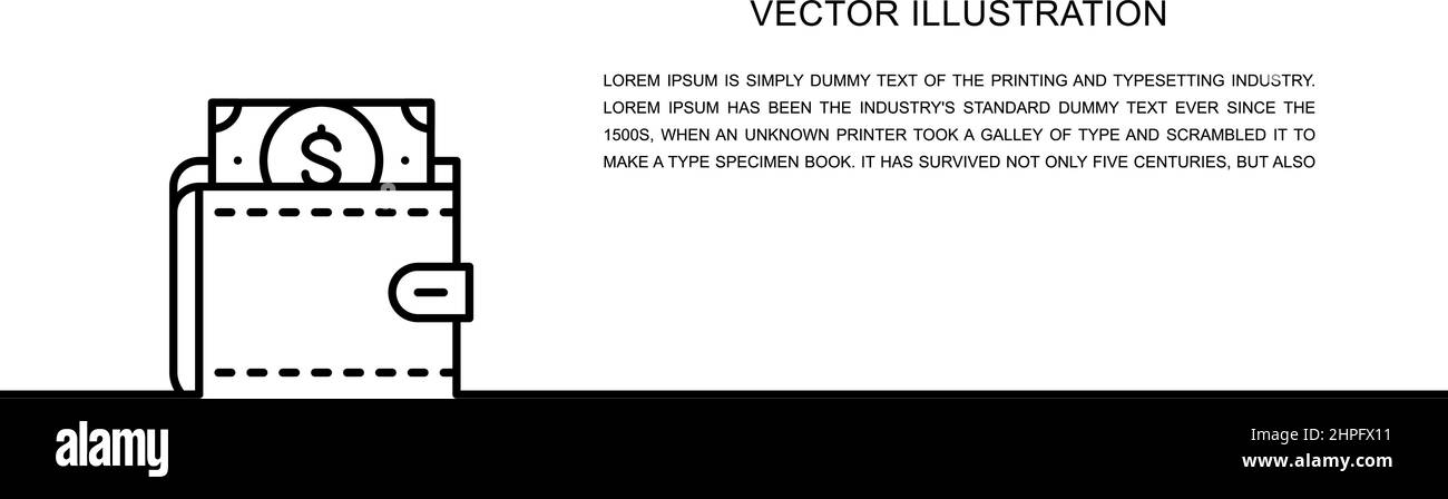 Vektor-Brieftasche mit Dollar, Geld sparen, investieren eine Zeile Symbol. Fortlaufende einzeilige Darstellung. Stock Vektor