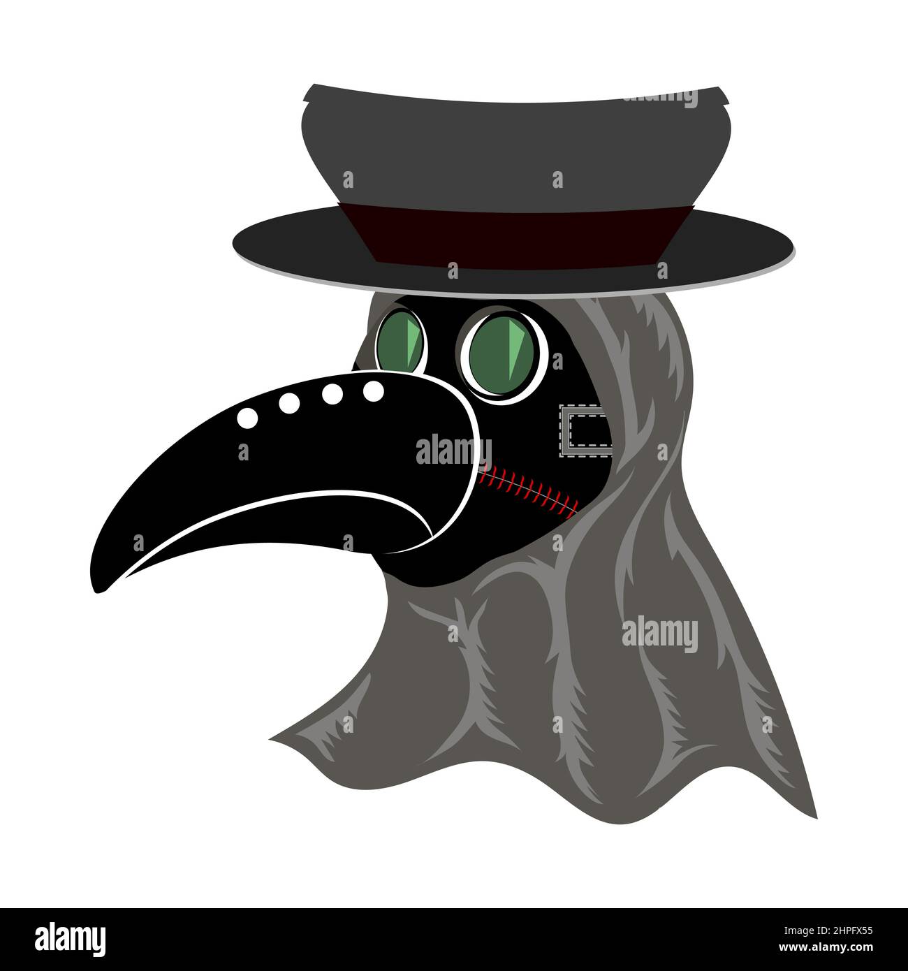 Plague Doctor Maske isoliert auf weißem Hintergrund Stock Vektor