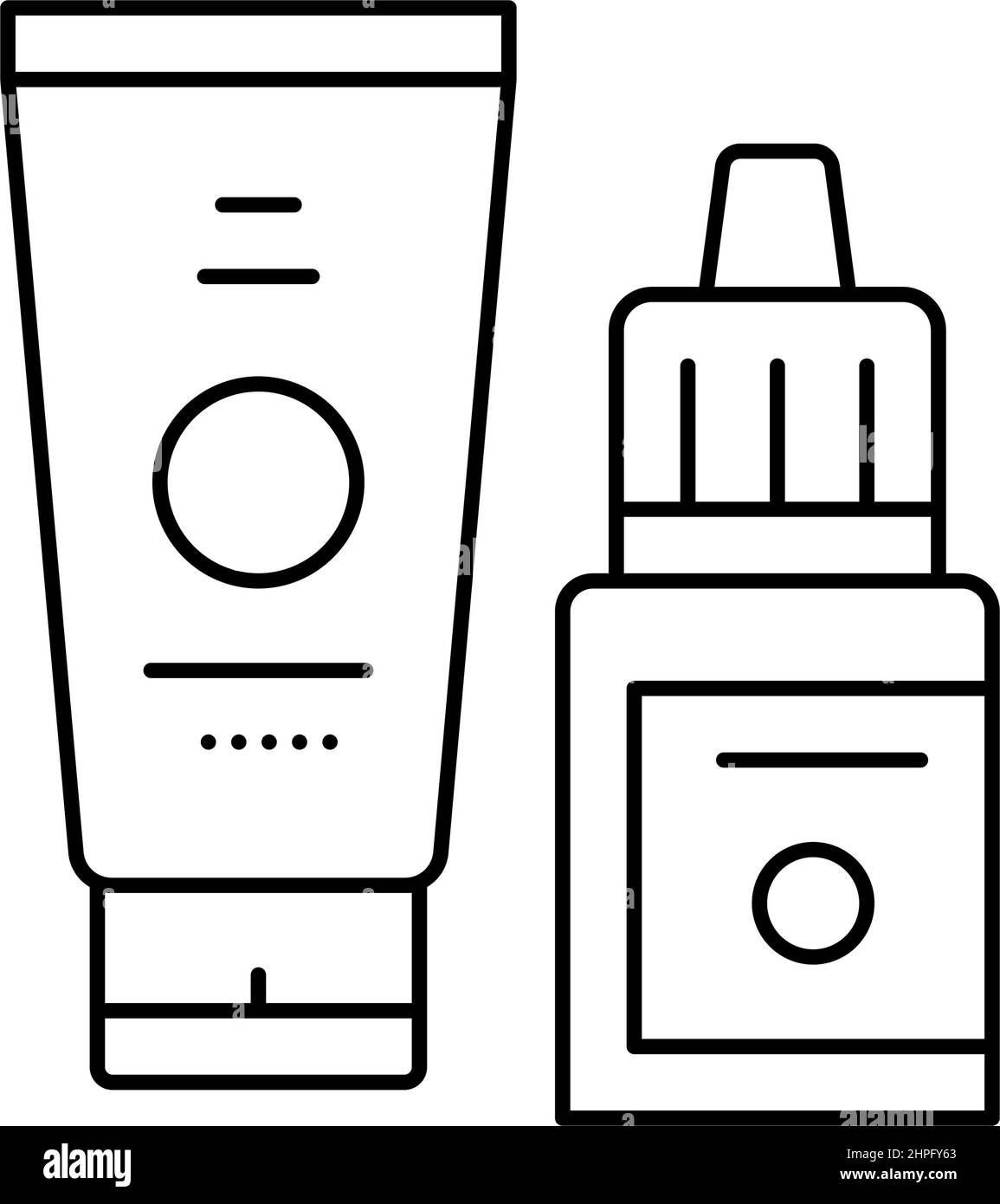 Serum und Creme Schönheit Kosmetik Linie Symbol Vektor Illustration Stock Vektor