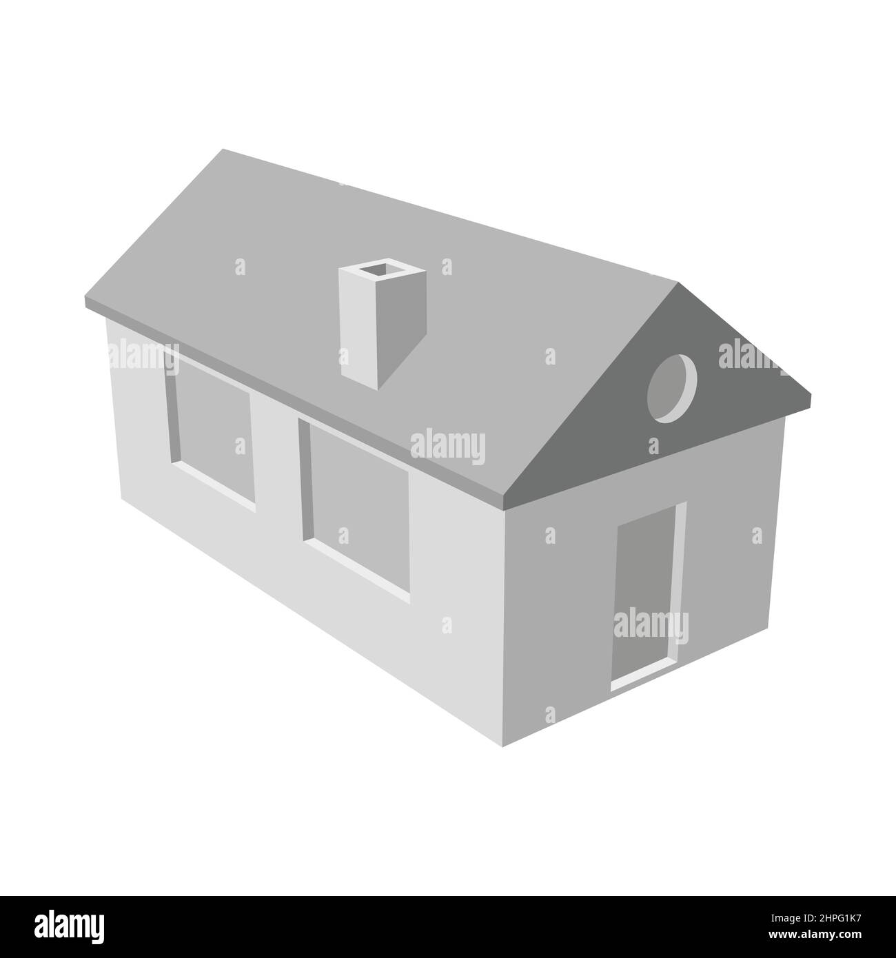 Einfaches Haus. 3D Vektordarstellung des weißen Hauses isoliert auf weißem Hintergrund. Minimalistisches Cartoon-Design. Stock Vektor