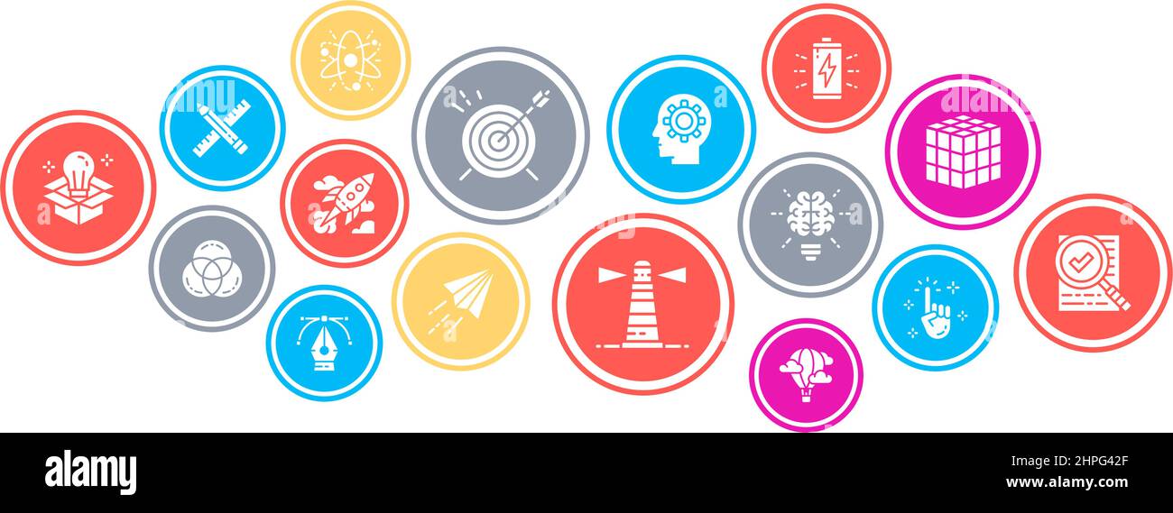 Banner zur Illustration des kreativen Konzepts. Innovation, Startup, Artwork, Projekt, Idee Vektor Banner für Web-Seite. Stock Vektor