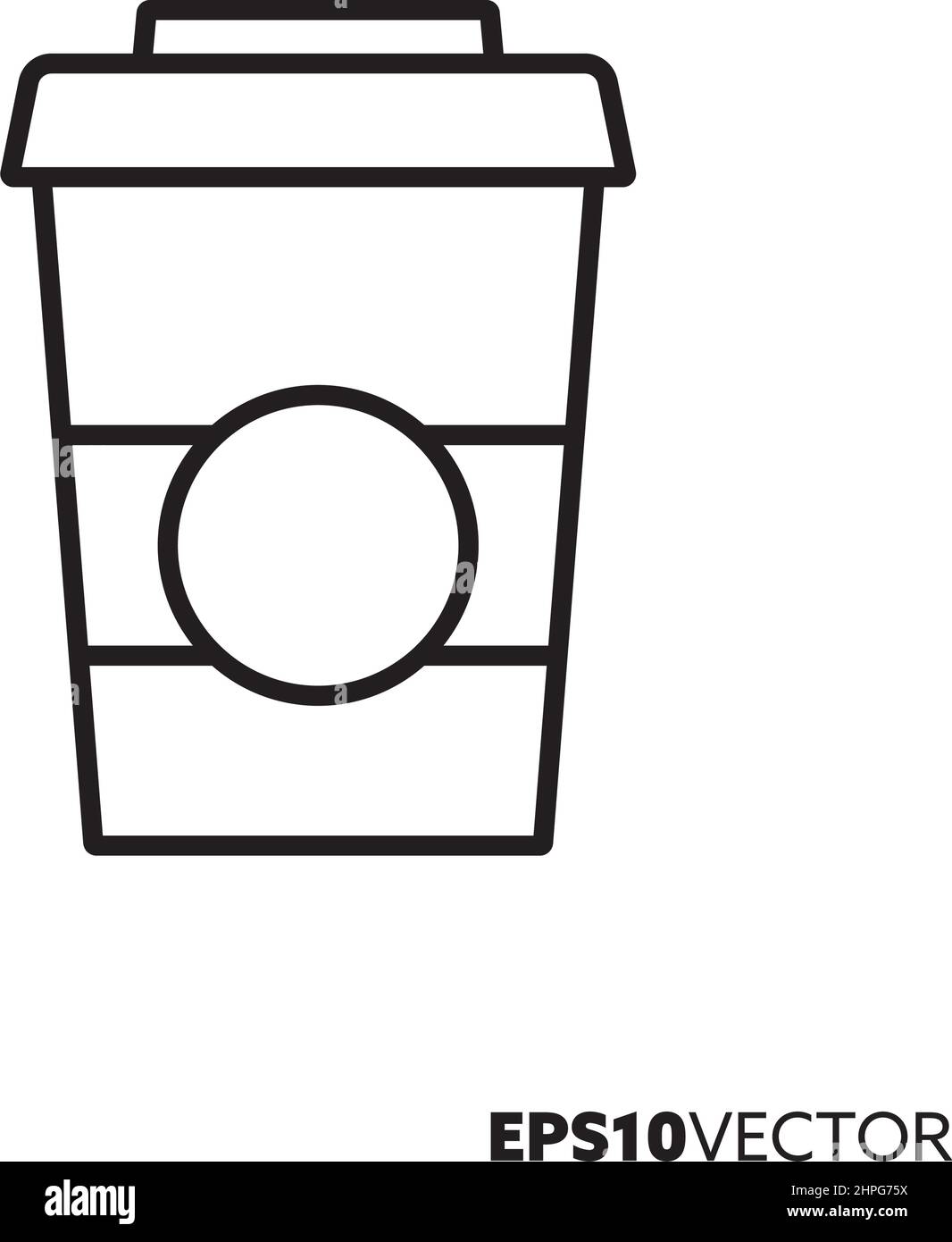 Symbol für die Linie „Coffee to go“ für Einwegbecher. Umriss Symbol für Heißgetränk und Einweg-Becher. Abbildung des flachen Vektorgrafikes zum Mitnehmen von Getränken. Stock Vektor
