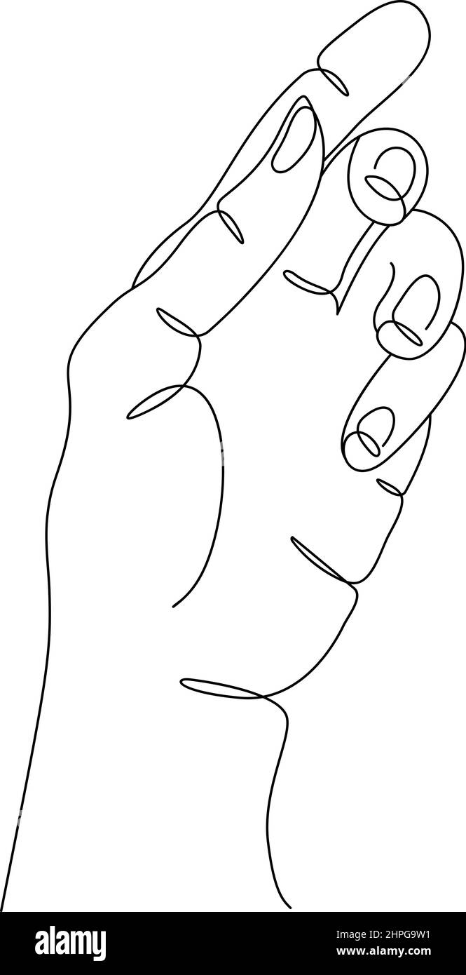 Eine kontinuierliche Einzelzeichnung Linie Kunst Doodle Hand. Isoliertes Vektorbild, handgezeichnete Kontur auf Weiß Stock Vektor