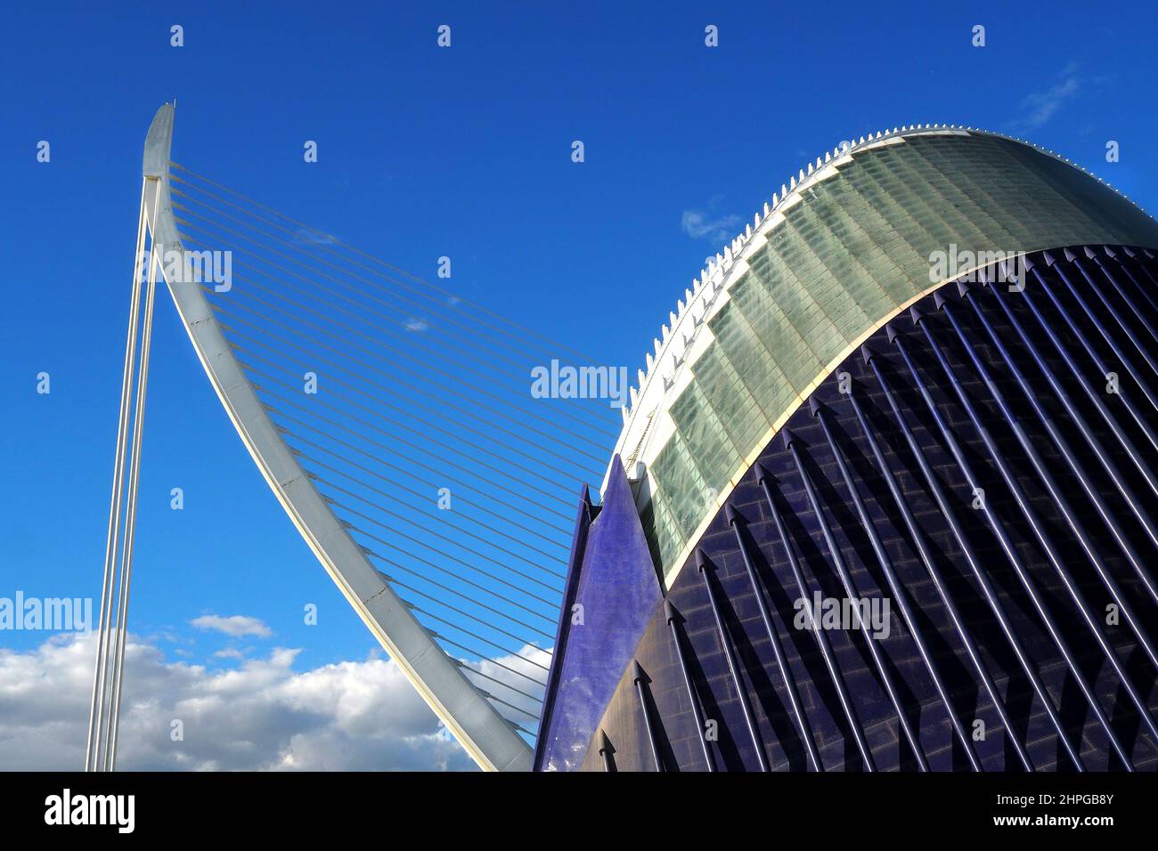 Details der Stadt der Künste und Wissenschaften ( Ciutat de les Arts i le Ciències), entworfen vom spanischen Architekten Santiago Calatrava. Valencia, Spanien Stockfoto