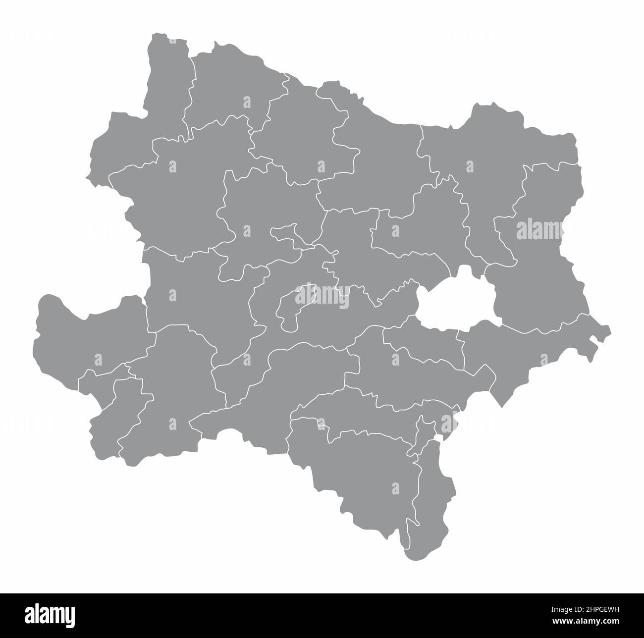 Niederösterreich Staat. Administrative Karte auf weißem Hintergrund isoliert. Stock Vektor