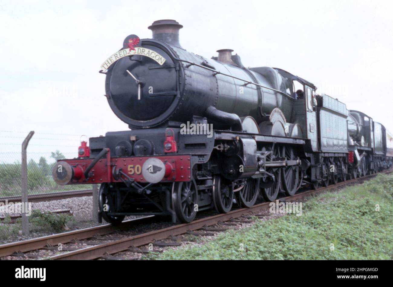 Die Dampflokomotive Red Dragon, GWR King Class die Dampflokomotive Red Dragon Stockfoto