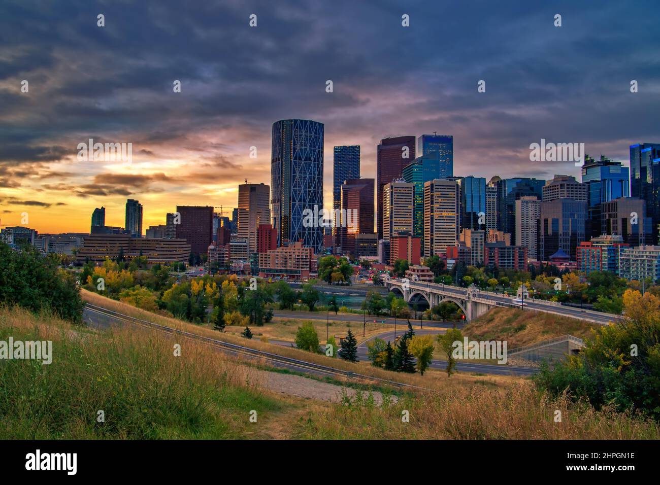 Sommeraufgang Über Calgary Stockfoto