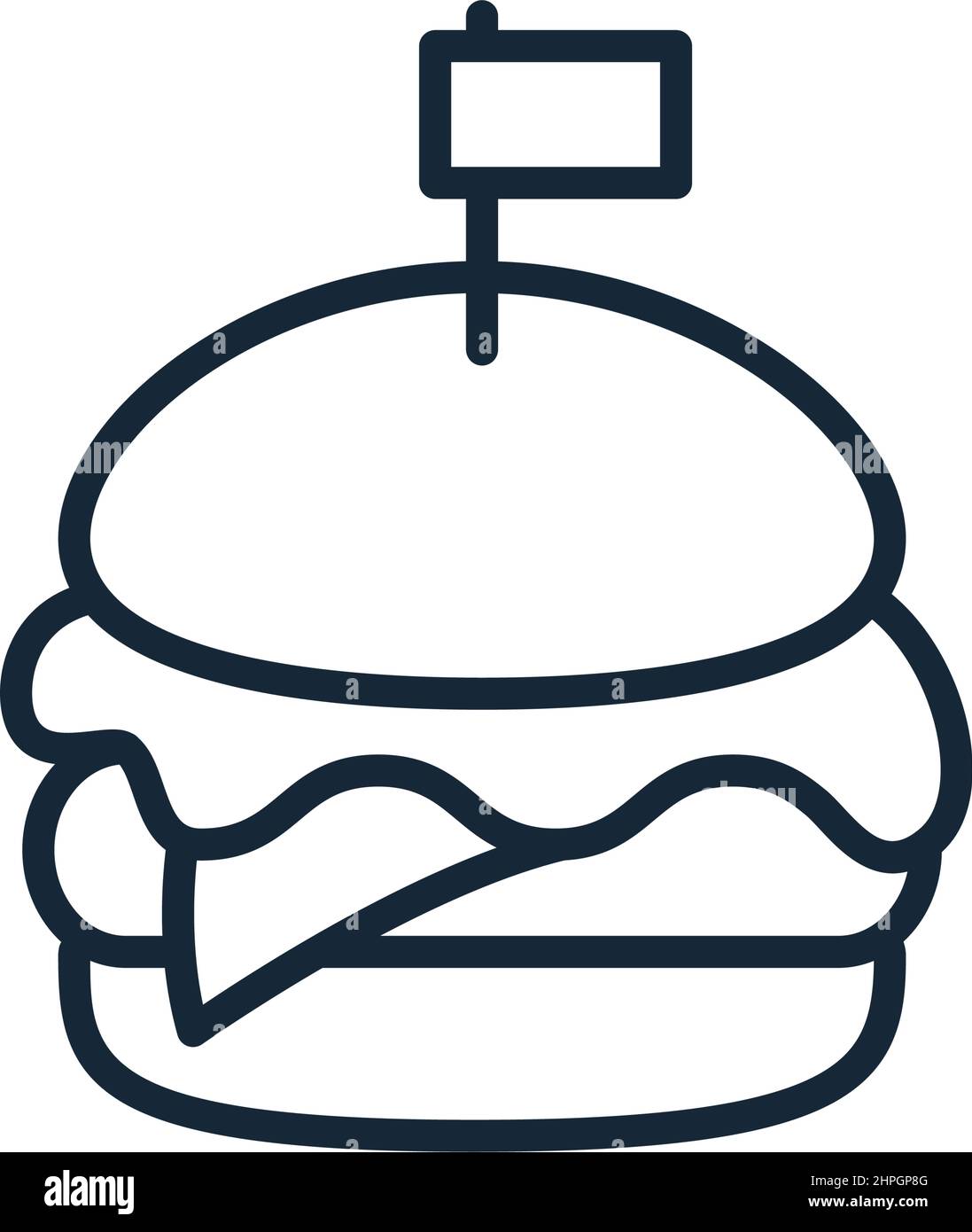 Elegantes, schlankes Burger-Symbol auf weißem Hintergrund isoliert - Vektorgrafik Stock Vektor