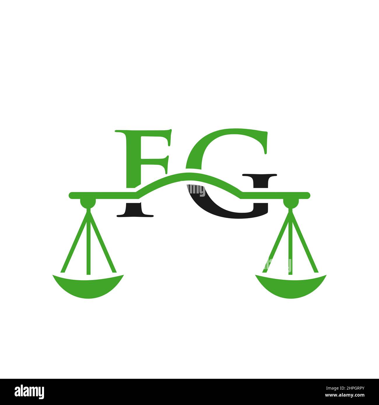 Anwaltskanzlei Letter FG Logo Design. Rechtsanwalt, Rechtsanwalt Lawyer Service, Anwaltskanzlei, Scale. Logo der Anwaltskanzlei auf dem Buchstaben FG-Vektorzeichen Stock Vektor