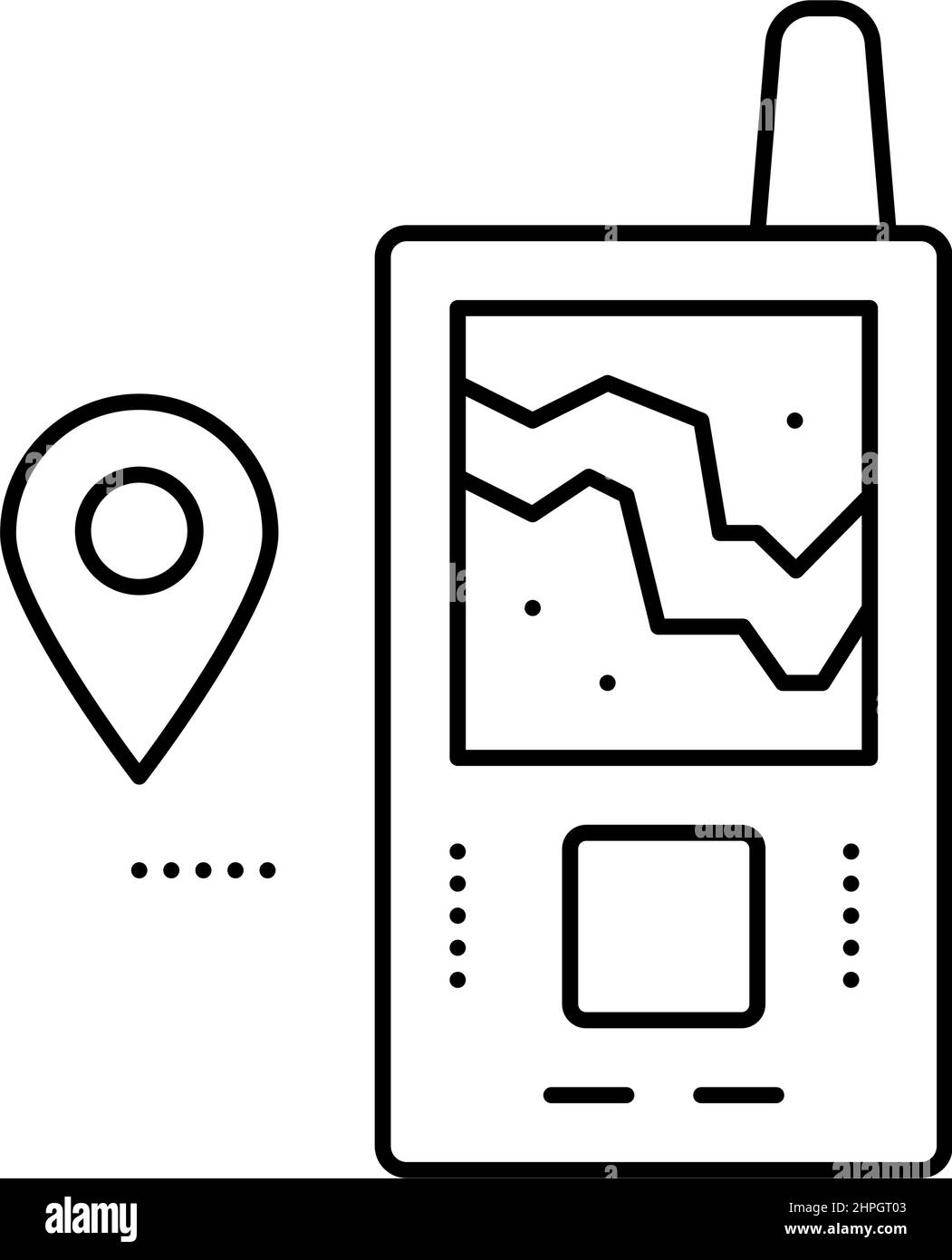 Vektorgrafik für Symbole der geolokierten Gerätelinie Stock Vektor