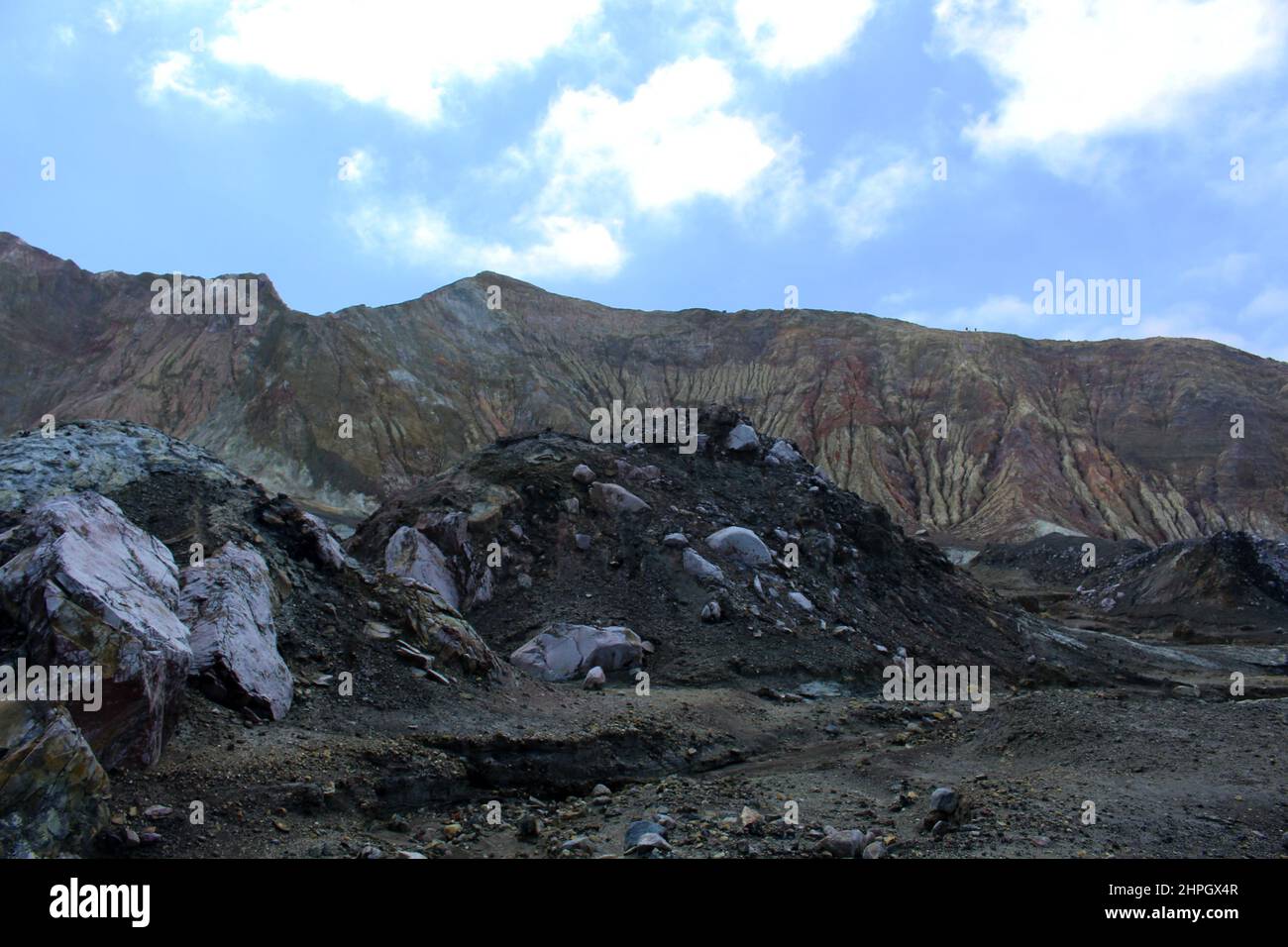 Im Krater der vulkanischen White Island/Whakaari-Neuseeland Stockfoto