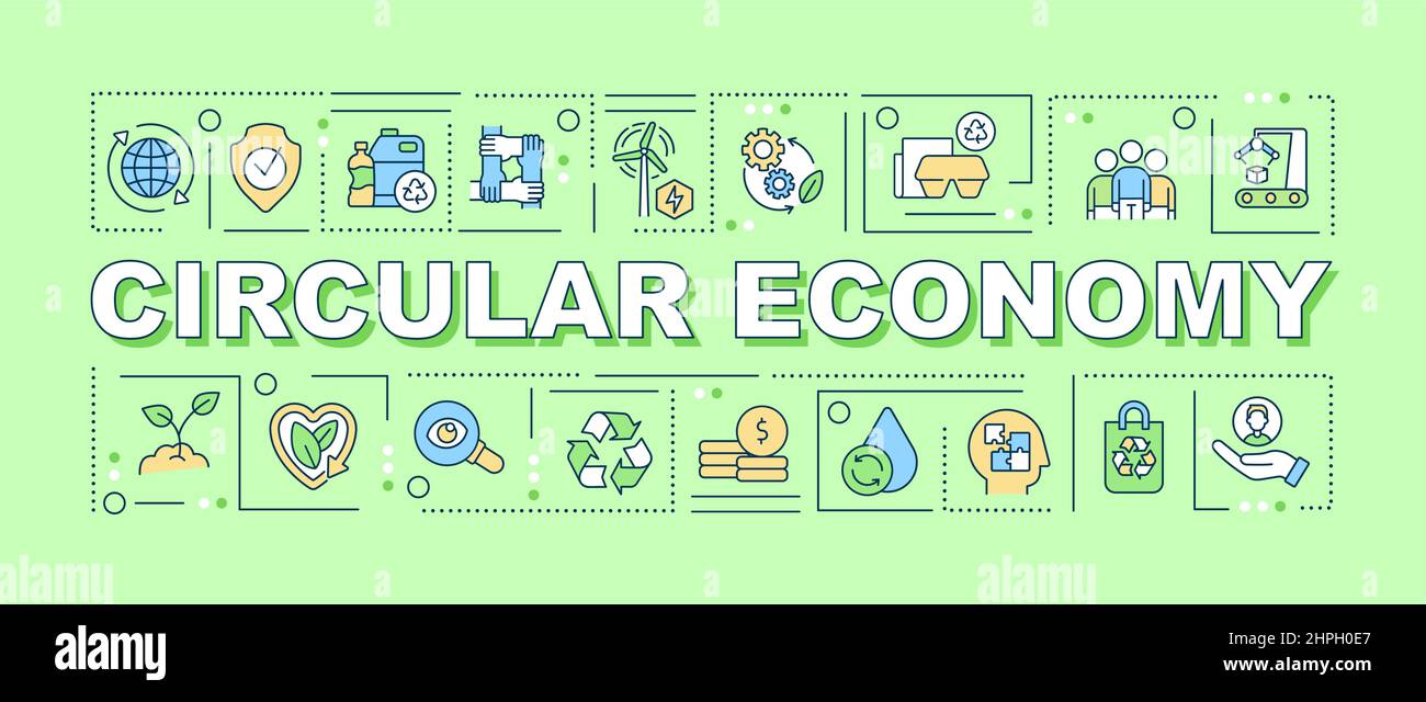 Circular Economy Wortkonzepte grünes Banner Stock Vektor