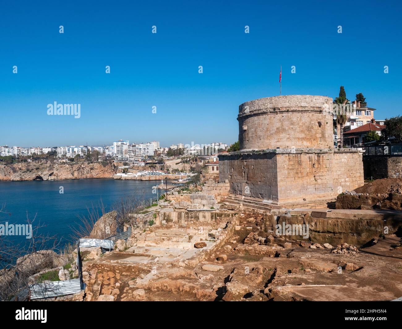 Archelogische Dig im Hidirliks Tower Kaleici, Antalya Türkei Stockfoto