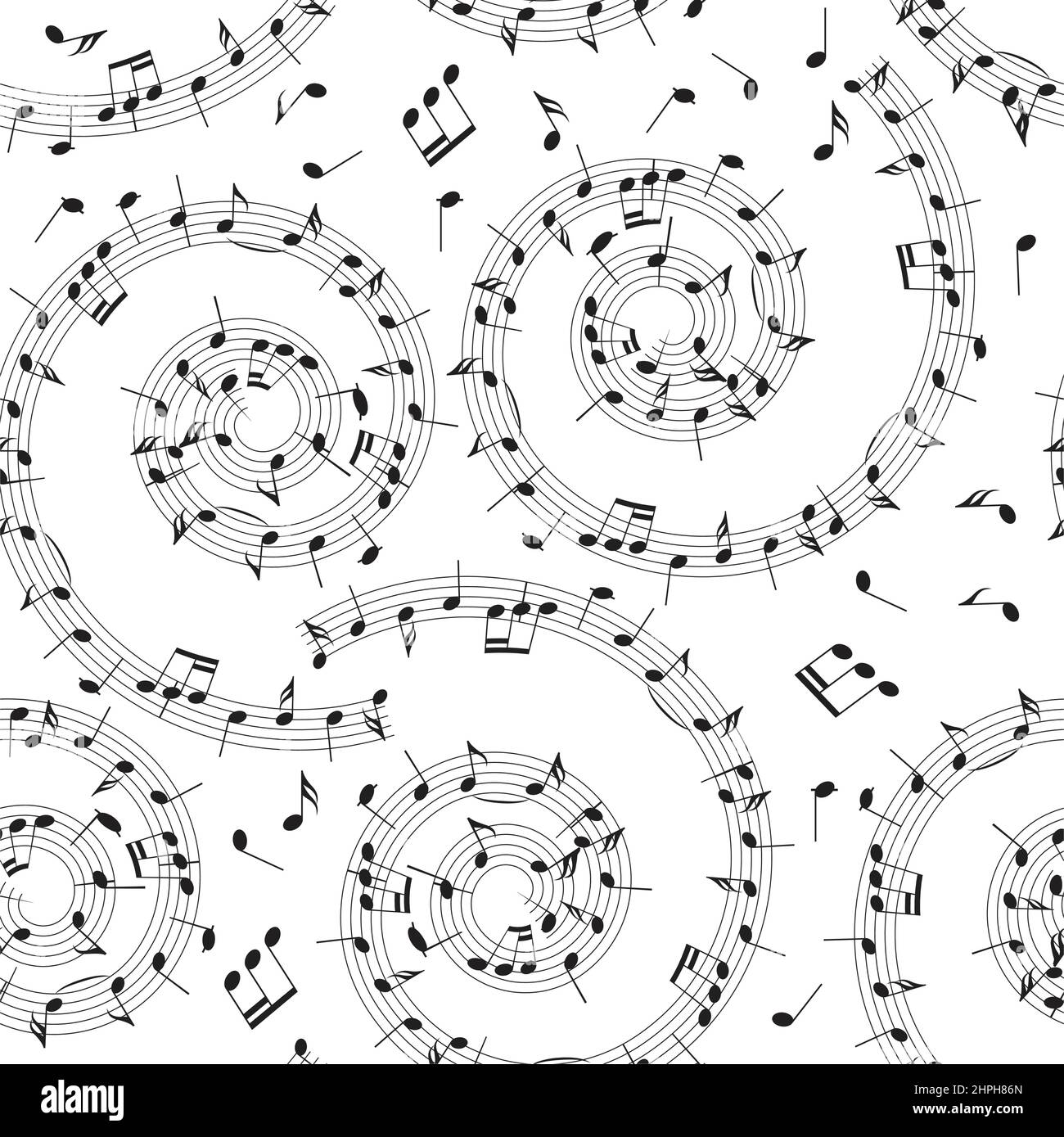 Nahtloses Muster mit Noten - Vektor-Hintergrund mit Spirale Stock Vektor