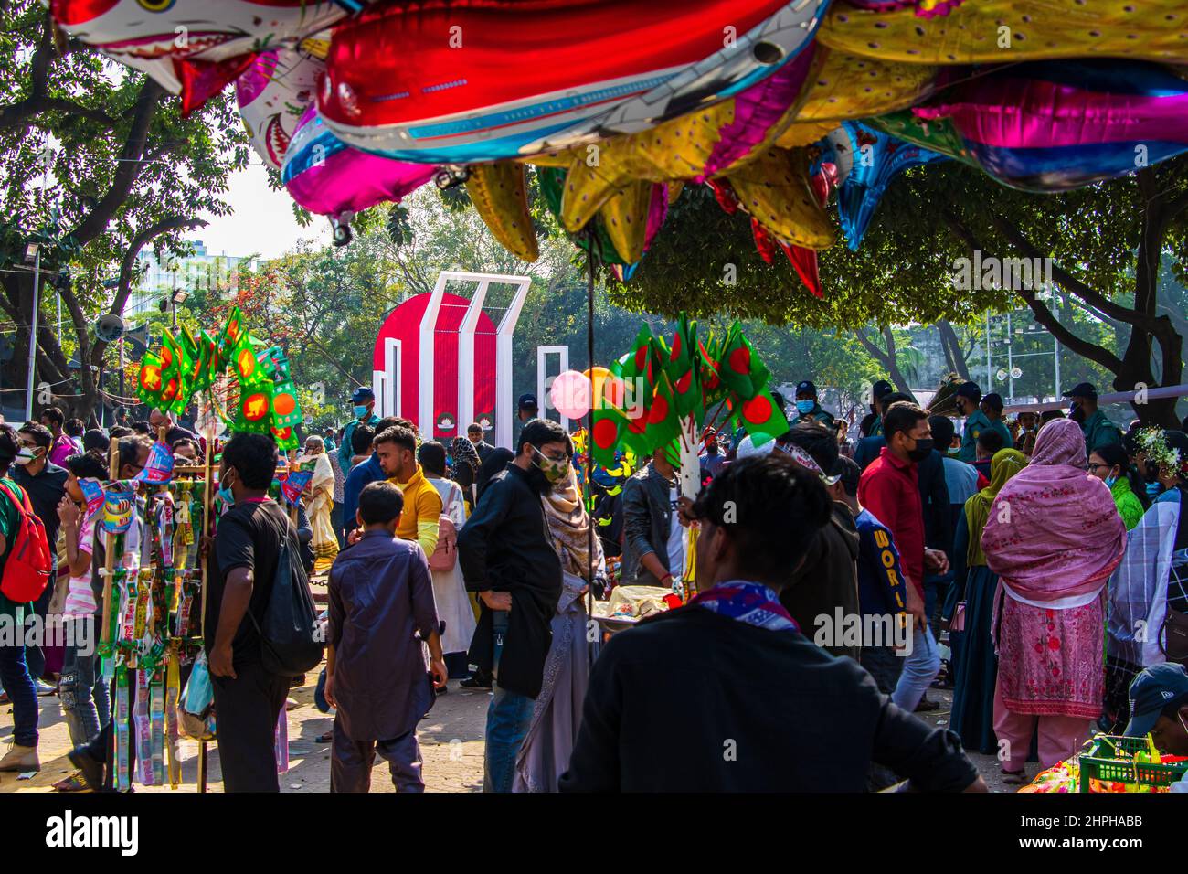 Internationale Muttersprachentag exklusive Fotos 2022. Dieses Bild wurde von mir am 21. Februar 2022 aus Dhaka, Bangladesch, Südasien, aufgenommen Stockfoto