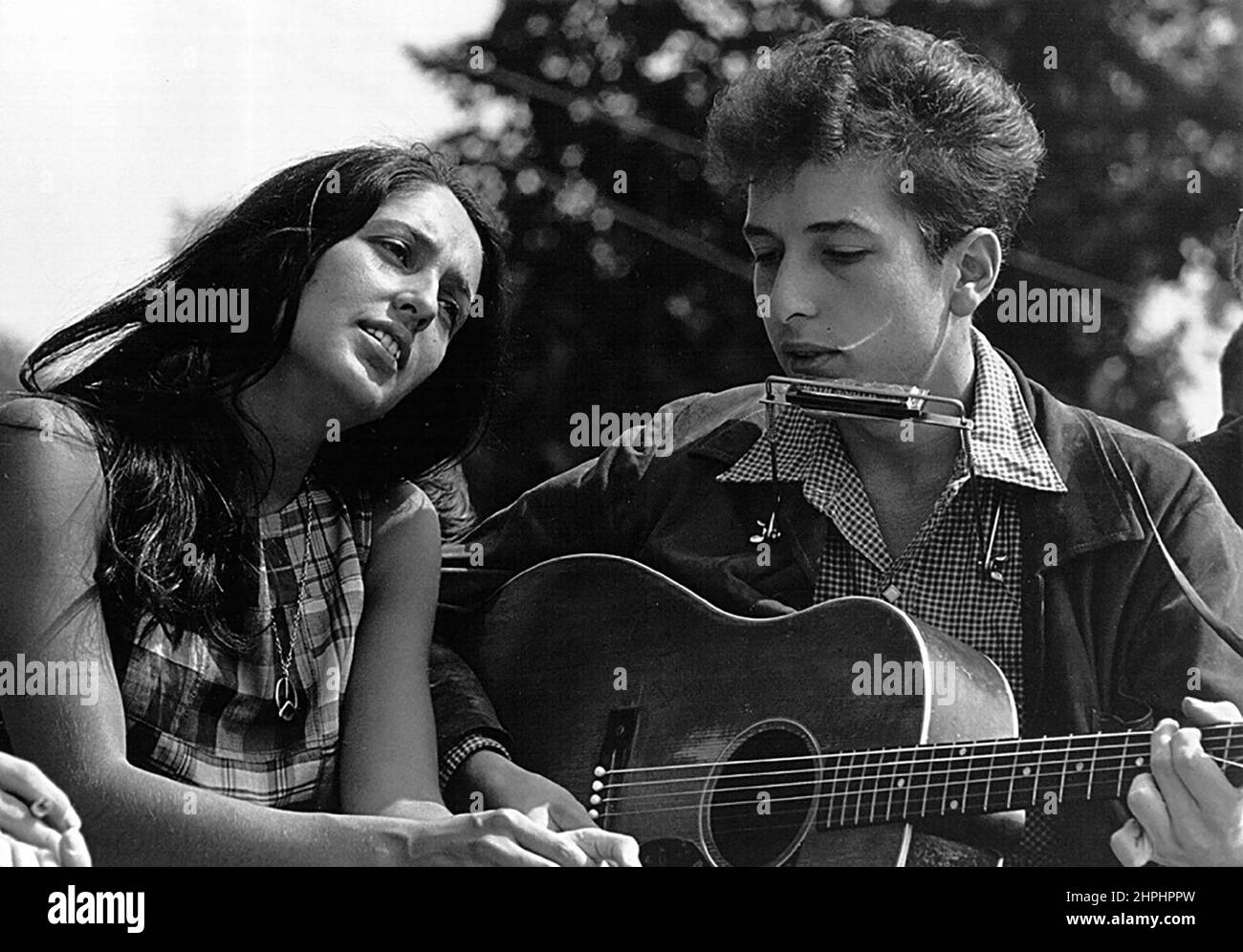 Joan Baez und Bob Dylan, Bürgerrechtsmarsch auf Washington, D.C. Ca. 28. August 1963 Stockfoto