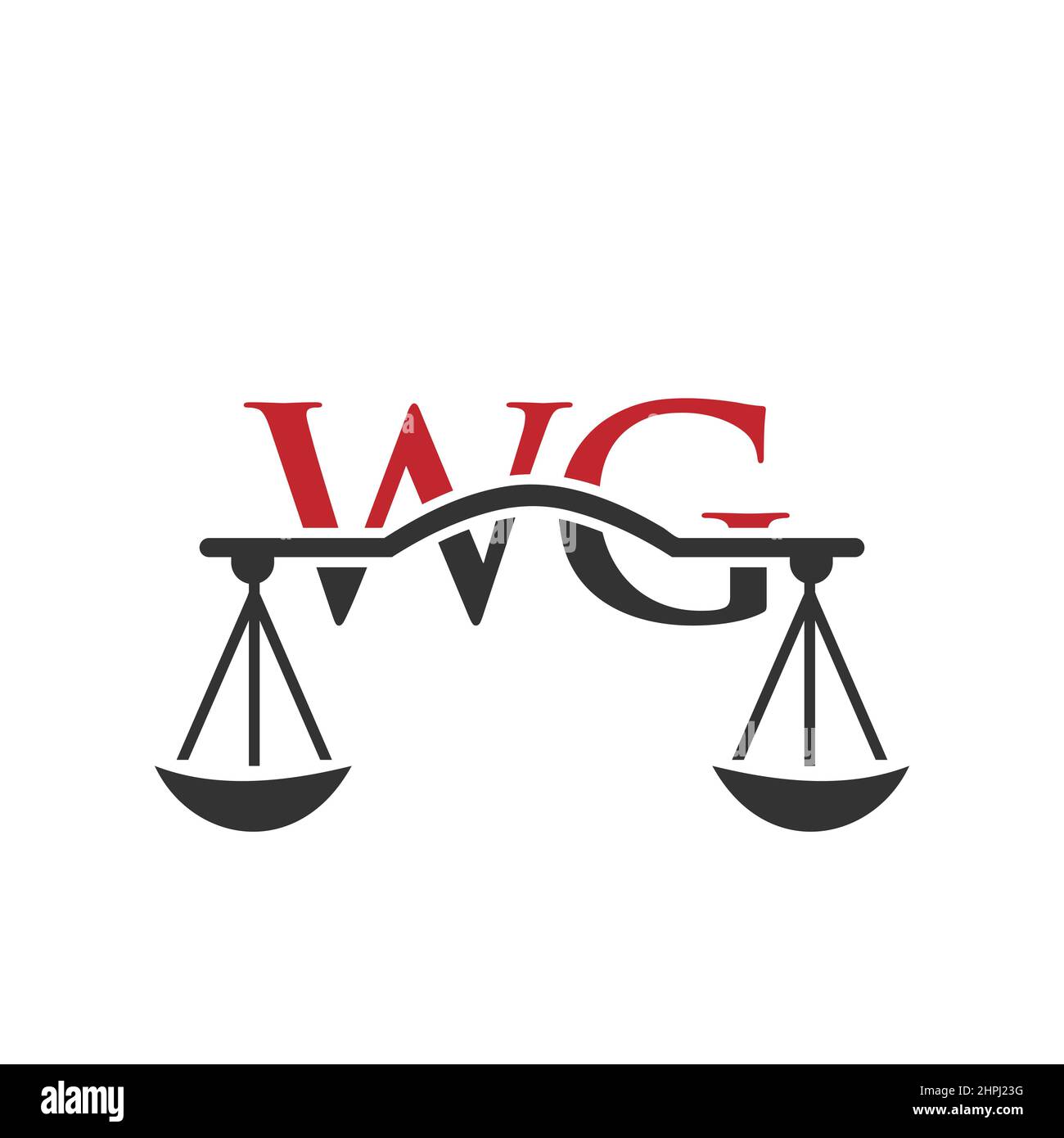 Kanzlei Buchstabe WG Logo Design. Rechtsanwalt, Rechtsanwalt Lawyer Service, Anwaltskanzlei, Scale. Anwaltskanzlei Logo auf Brief WG Vektor-Zeichen Stock Vektor