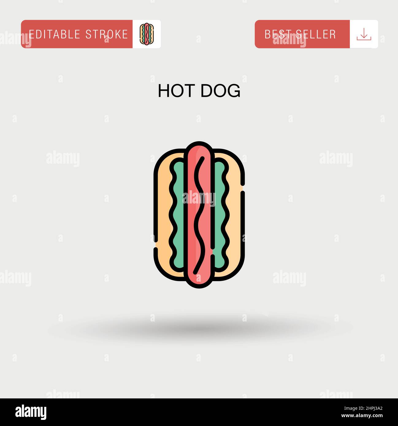 Einfaches Vektor-Symbol für Hot-Dog-Symbole. Stock Vektor