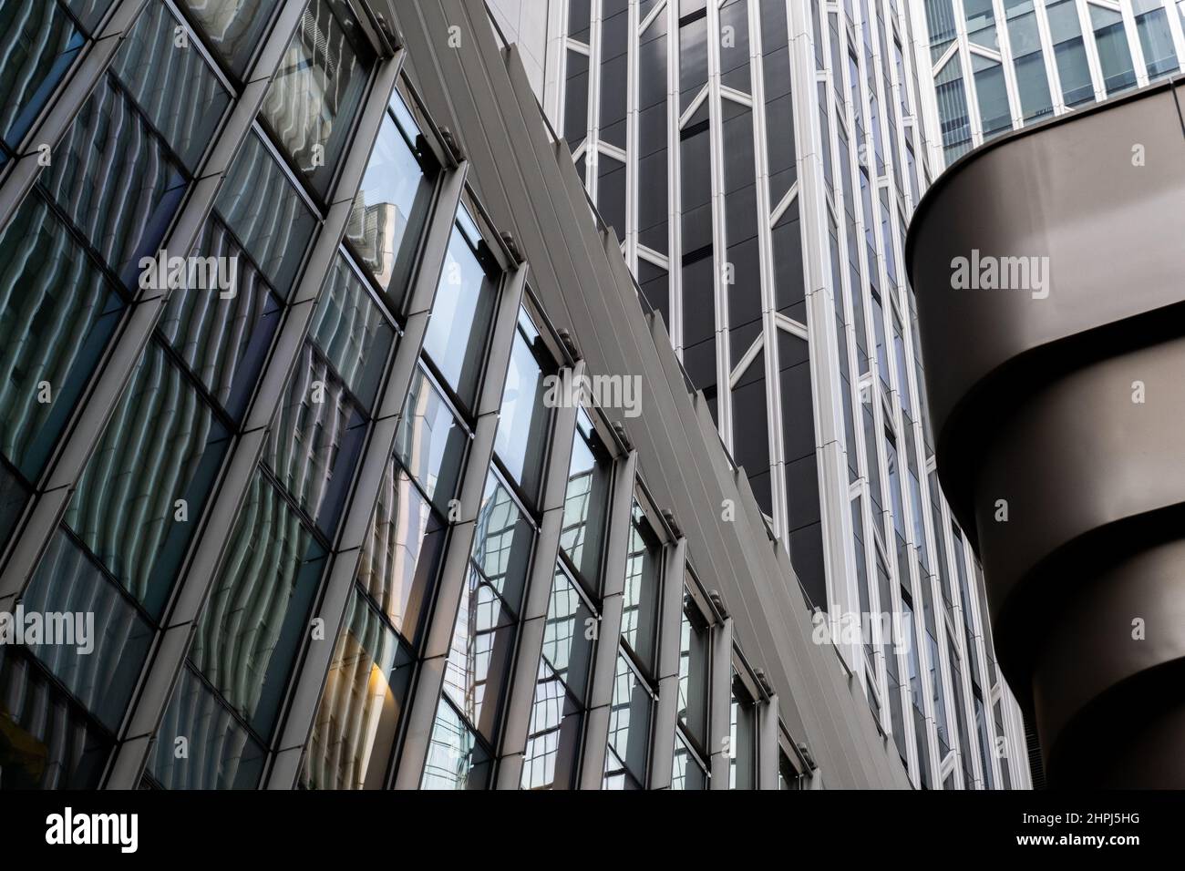 Bild von abstrakten Mustern von Gebäuden in Hongkong Stockfoto