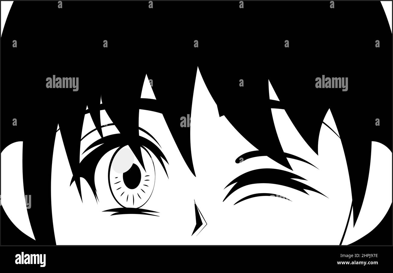 Anime Nahaufnahme Gesicht Stock Vektor