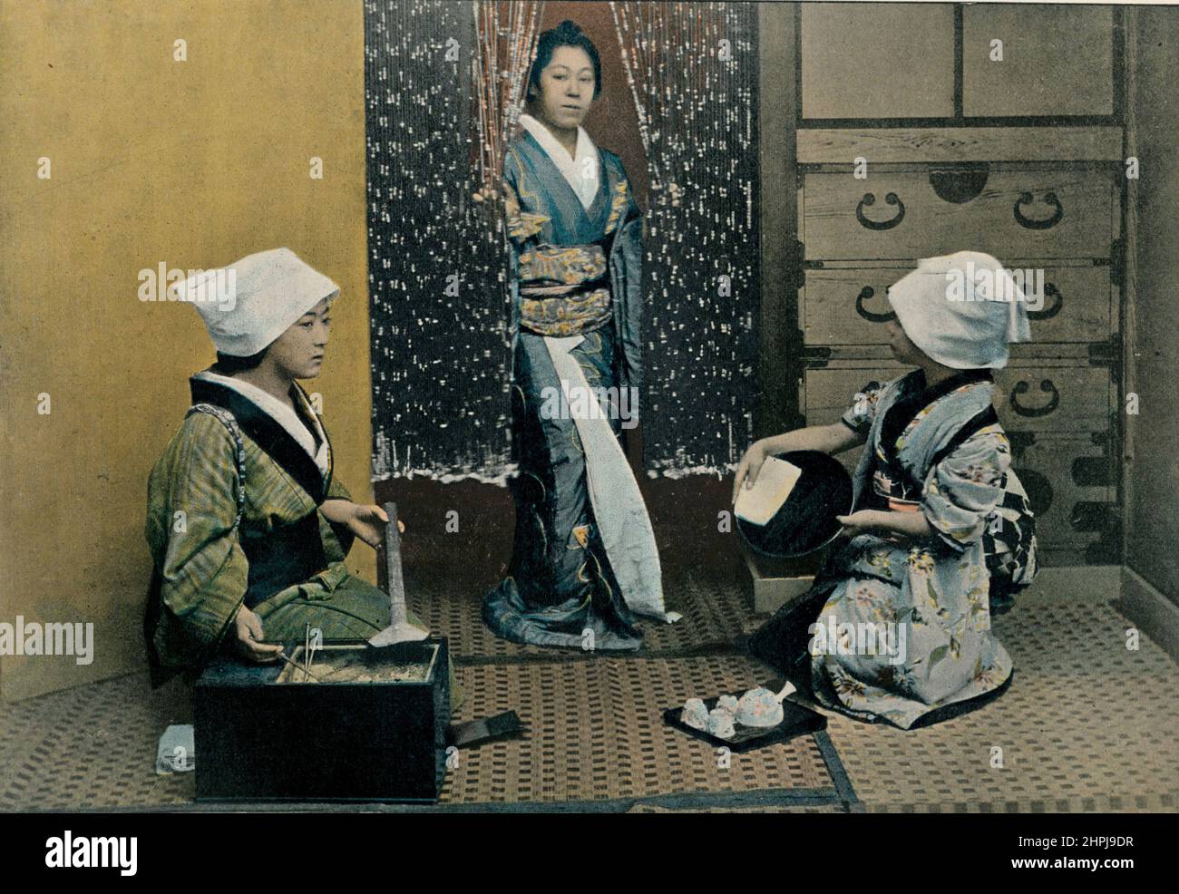 LE JOUR DU RECURAGE Au Japon III 1895 - 1900 (4) - 19. Jahrhundert französischer Farbfotografiedruck Stockfoto