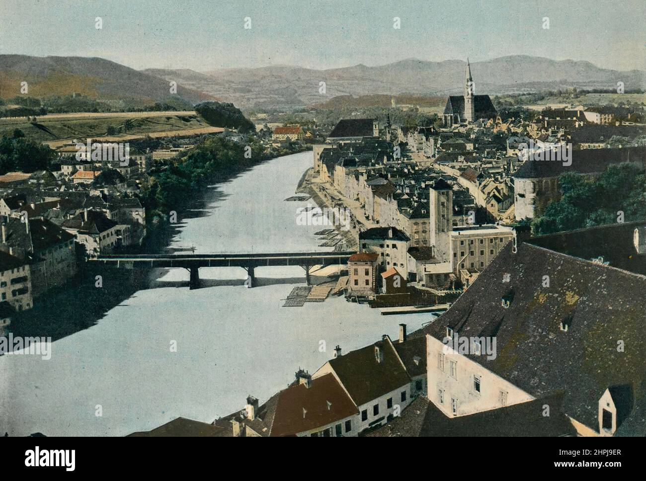 LEOBEN VUE GÉNÉRALE. Autour Du Monde - Autriche - Hongrie 1895 - 1900 (8) - 19. Jahrhundert französischer Farbfotografiedruck Stockfoto