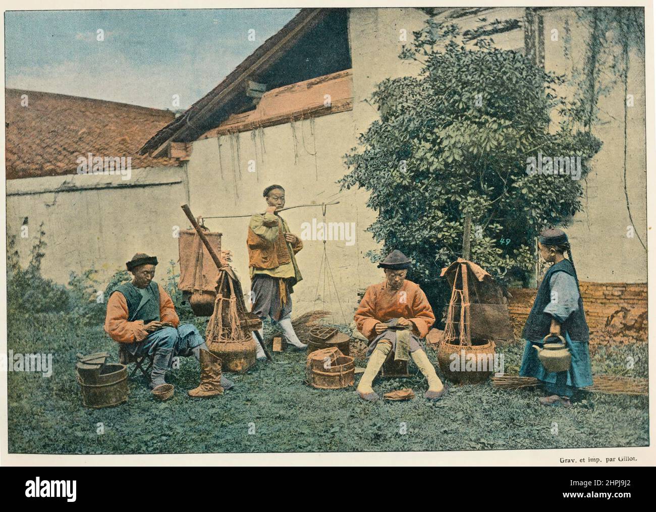 Autour Du Monde Chine Moeurs Coutumes 1895 - 1900 (7) - 19. Jahrhundert französischer Farbfotografiedruck Stockfoto
