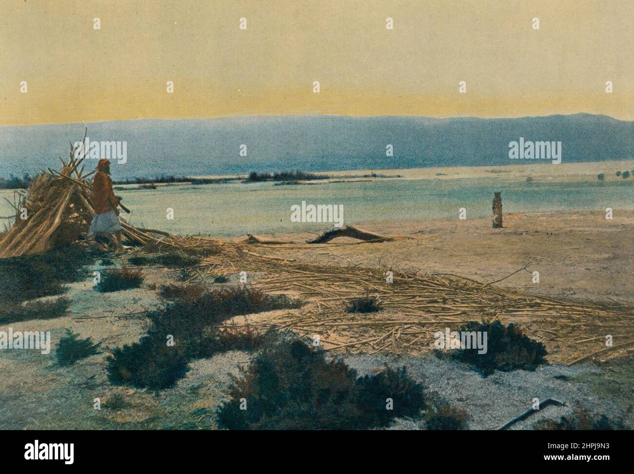 LA MER MORTE A L'EMBOUCHURE DU JOURDAIN. Autour Du Monde Terre Sainte 1895 - 1900 (1) - 19. Jahrhundert französischer Farbfotografiedruck Stockfoto