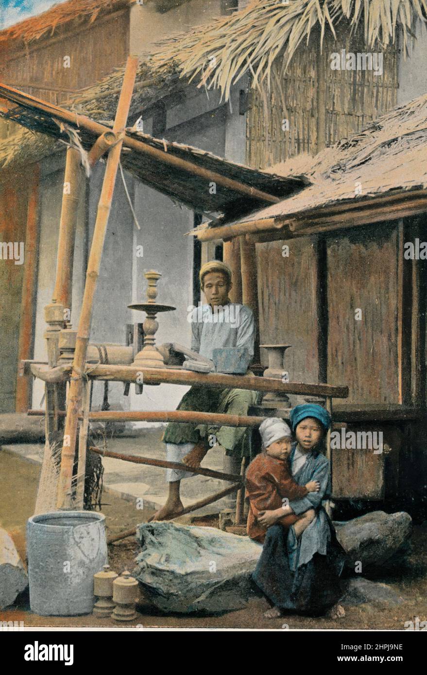 TOURNEUR, Autour Du Monde Tonkin - Vietnam II 1895 - 1900 (6) - 19. Jahrhundert französischer Farbfotografiedruck Stockfoto