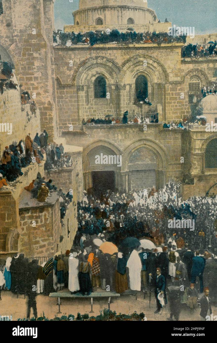 JÉRUSALEM. LE' LAVEMENT DES PIEDS. Autour Du Monde Terre Sainte 1895 - 1900 (2) - 19. Jahrhundert französischer Farbfotografiedruck Stockfoto