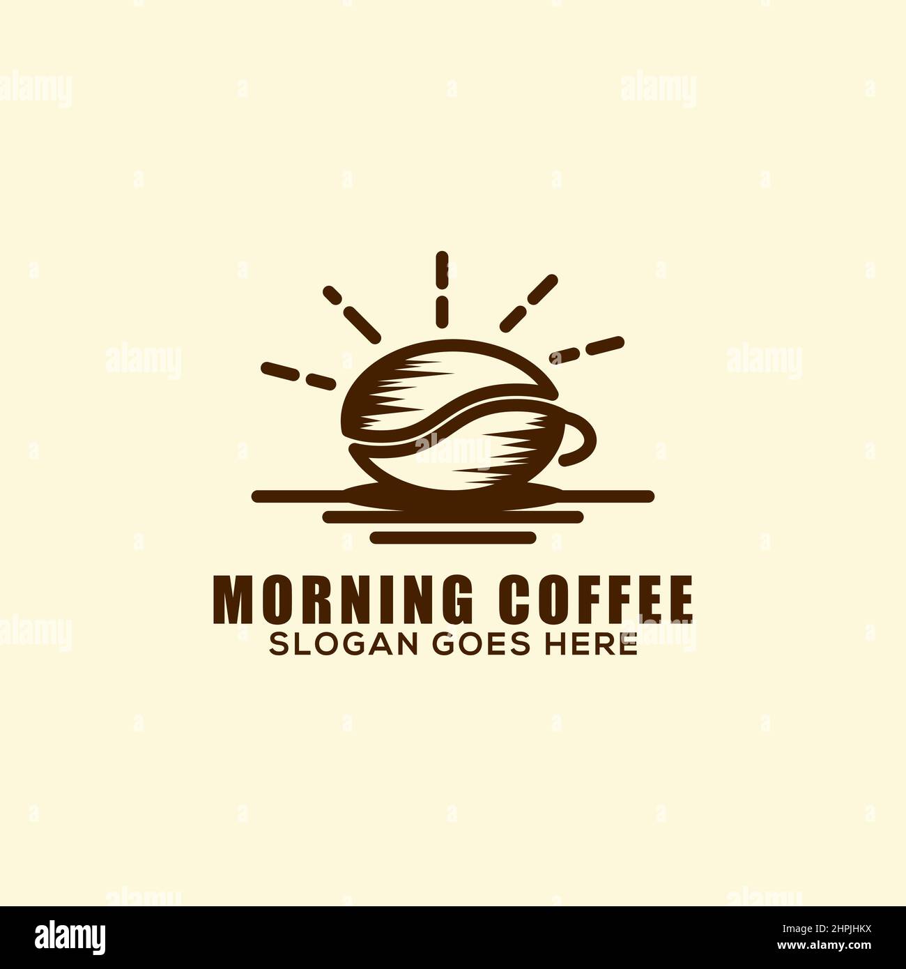 Morning Coffee Logo Design Inspiration, am besten für Café, Café, Landwirtschaft oder Natur Bauernhof Logo Vektor Stock Vektor